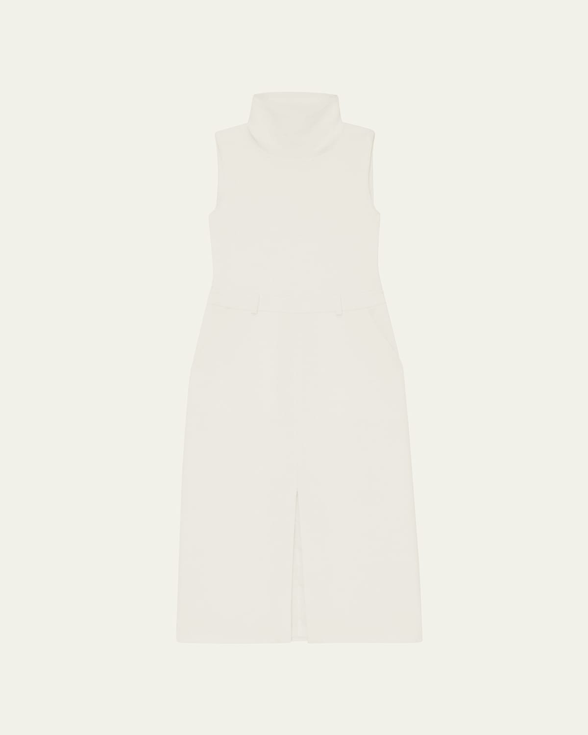 Theory Funnel-neck Admiral Crepe Sleeveless Midi Dress In White