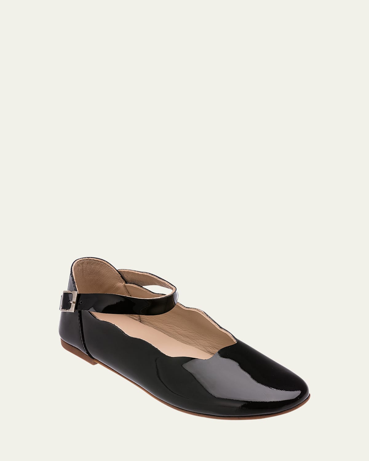 Elephantito Girl's Ondina Patent Leather Ballerina Flats, Toddler/kids In Patent Black