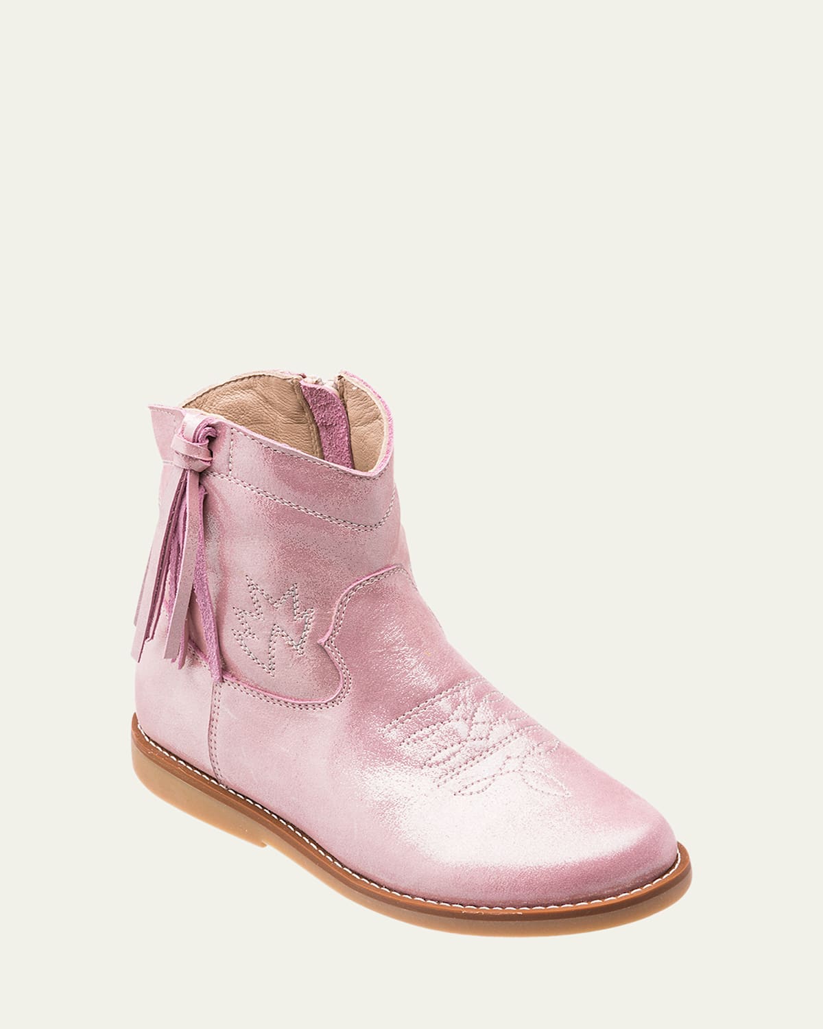 Elephantito Girl's Hannah Suede Western Boots, Toddler/kids In Metallic Pink