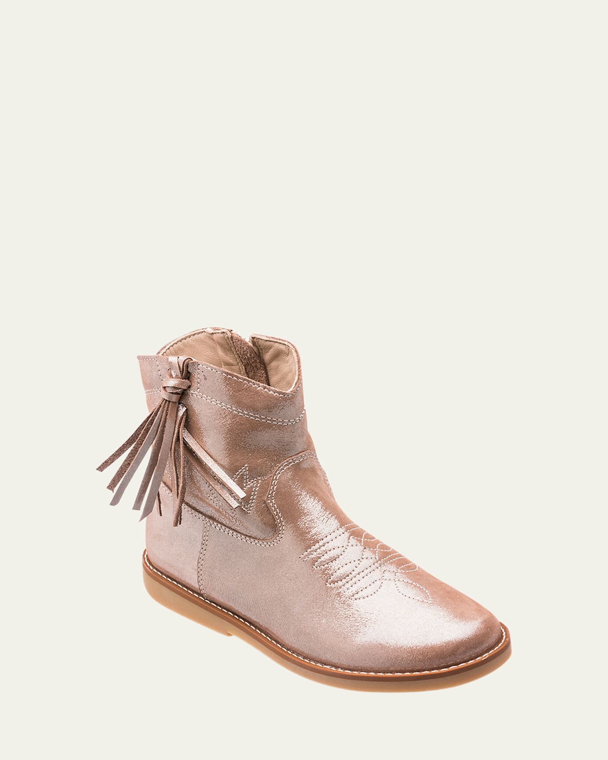 Elephantito Girl's Hannah Suede Western Boots, Toddler/kids In Metallic Blush
