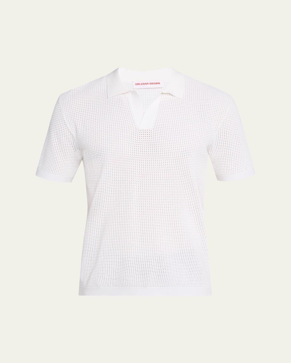 Orlebar Brown Men's Roddy Mesh Stitch Polo Shirt In White