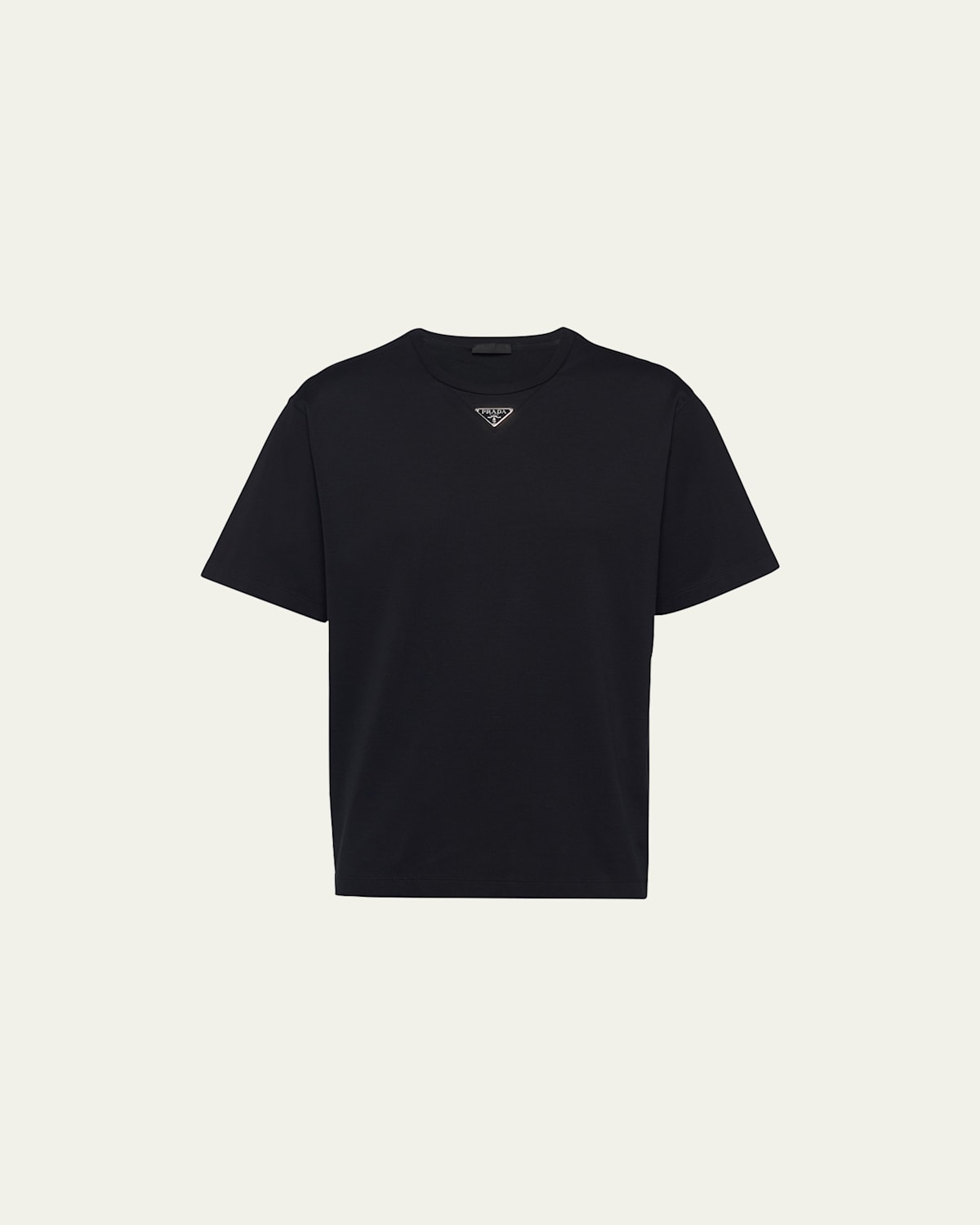 Tシャツ・カットソー PRADA BLACK COTTON JERSEY VEST Prada Logo-plaque Short-sleeved Cotton-jersey T-shirt In