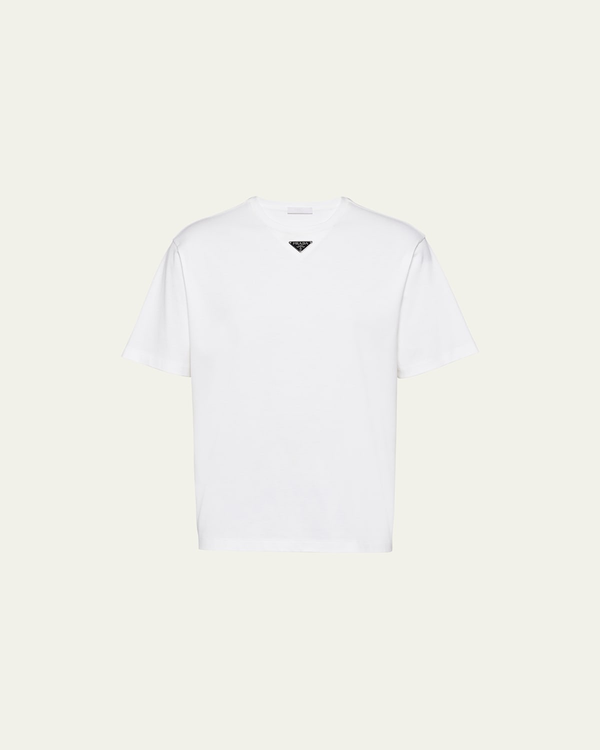Prada Logo-plaque Cotton T-shirt In Bianco