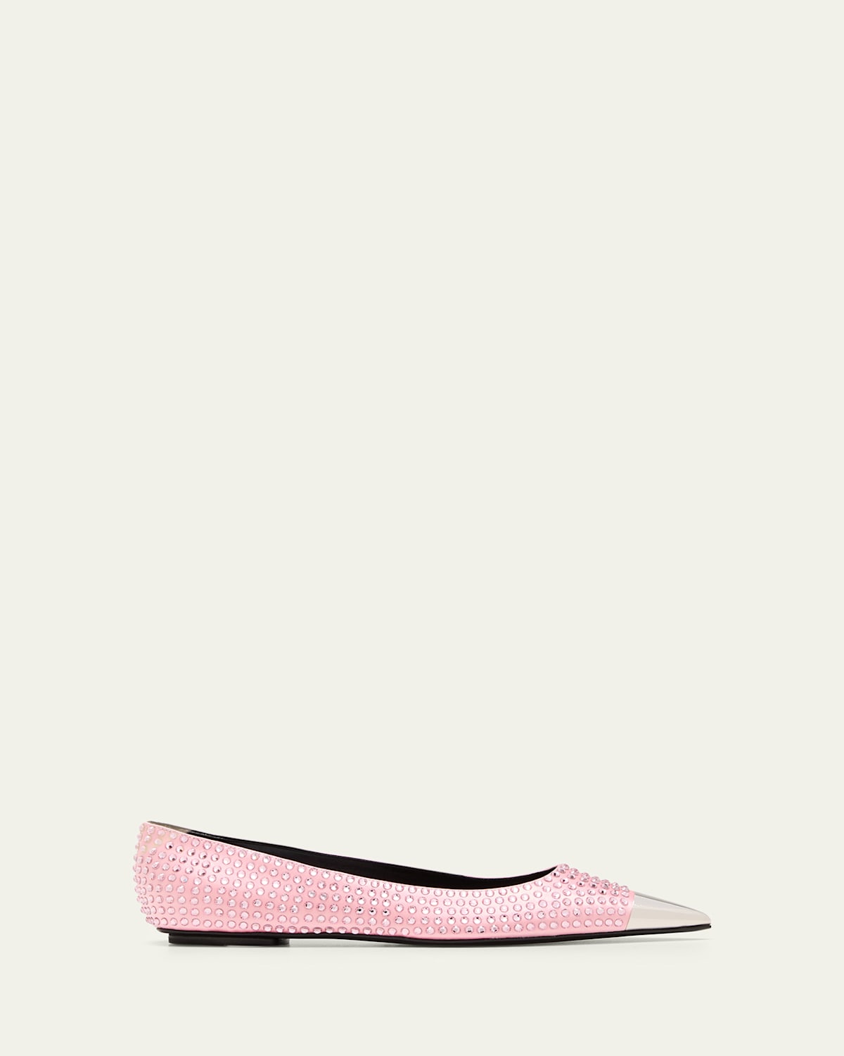 Strass Silk Metal-Toe Ballerina Flats