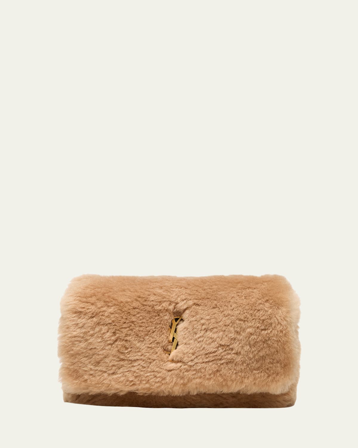 Saint Laurent Kate Small Ysl Crossbody Bag In Shearling In Sahara
