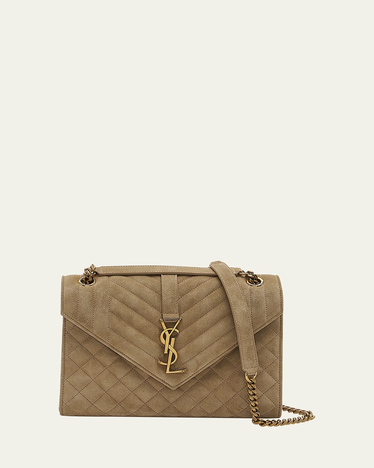 SAINT LAURENT ENVELOPE TRIQUILT MEDIUM YSL SHOULDER BAG IN SUEDE 