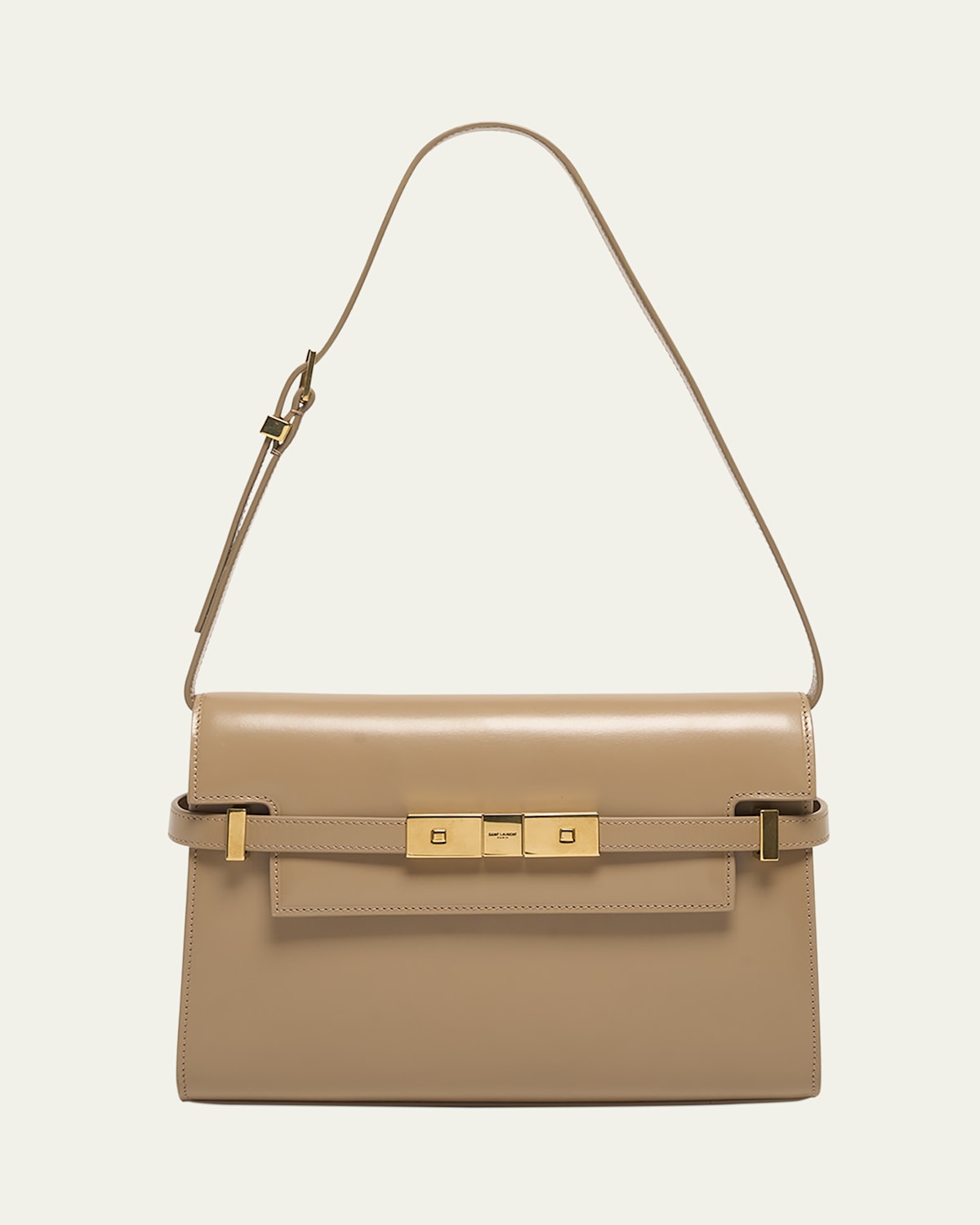Saint Laurent Manhattan Small Shoulder Bag In Smooth Leather In Dark Toffee