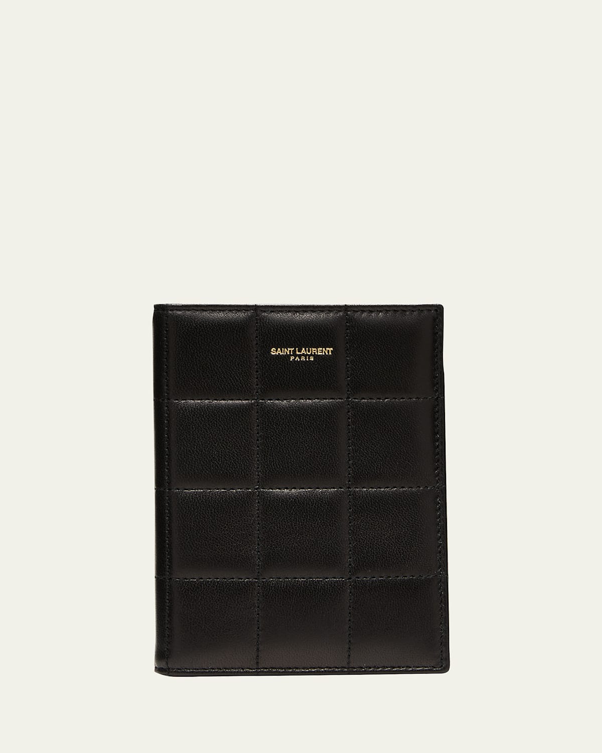 Saint Laurent Passport Case In Quilted Smooth Leather In Nero