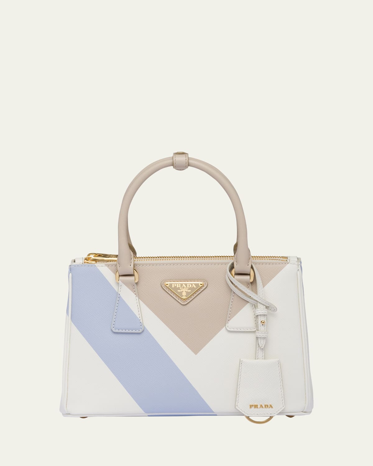Prada Galleria Small Geometric-print Top-handle Bag In F0p09 Bianco Deserto