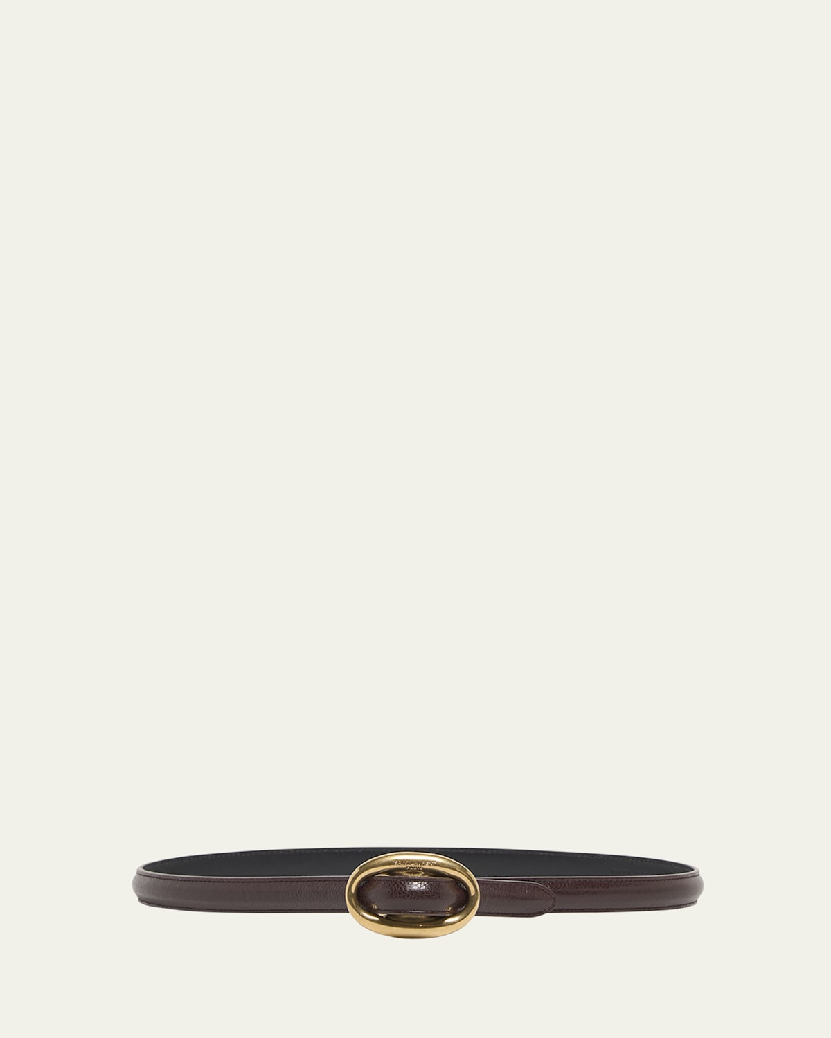 Saint Laurent Double Oval Skinny Leather Belt In Dark Currant