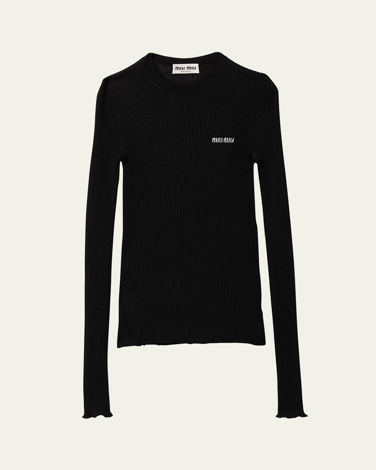 Cashmere Silk Rib Crewneck Sweater