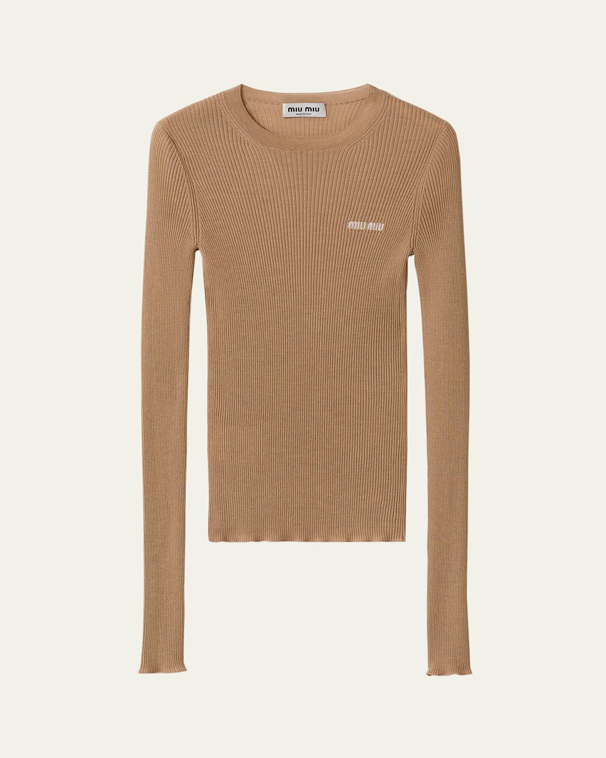 Cashmere Silk Rib Crewneck Sweater