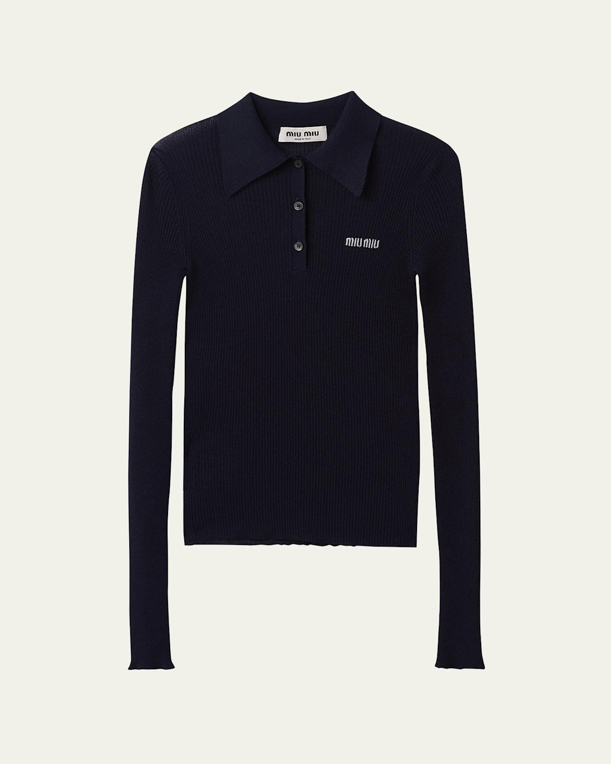 Logo-Intarsia Cashmere Ribbed Polo Shirt