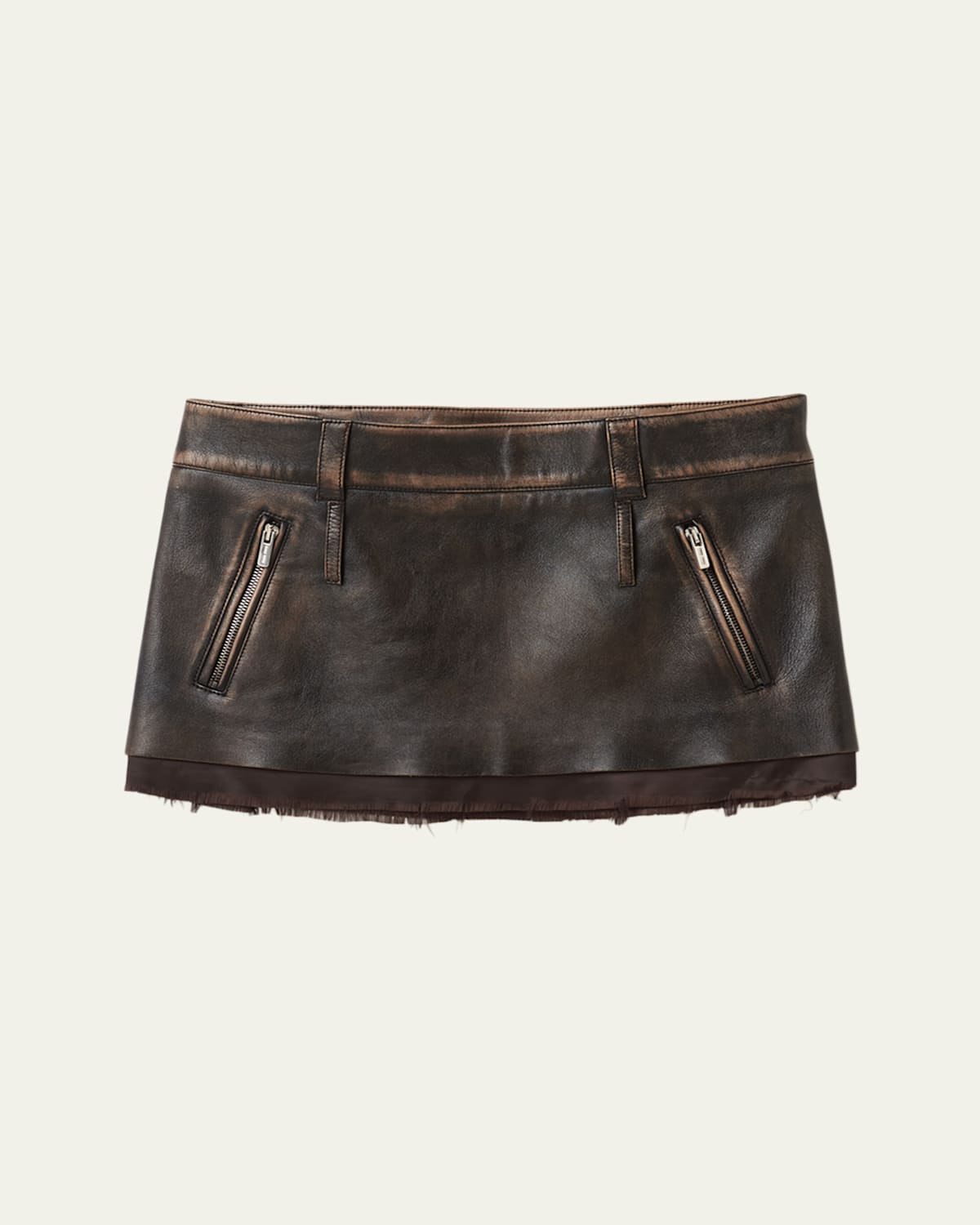 Miu Miu Nappa Leather Skirt In F0201 Caffe