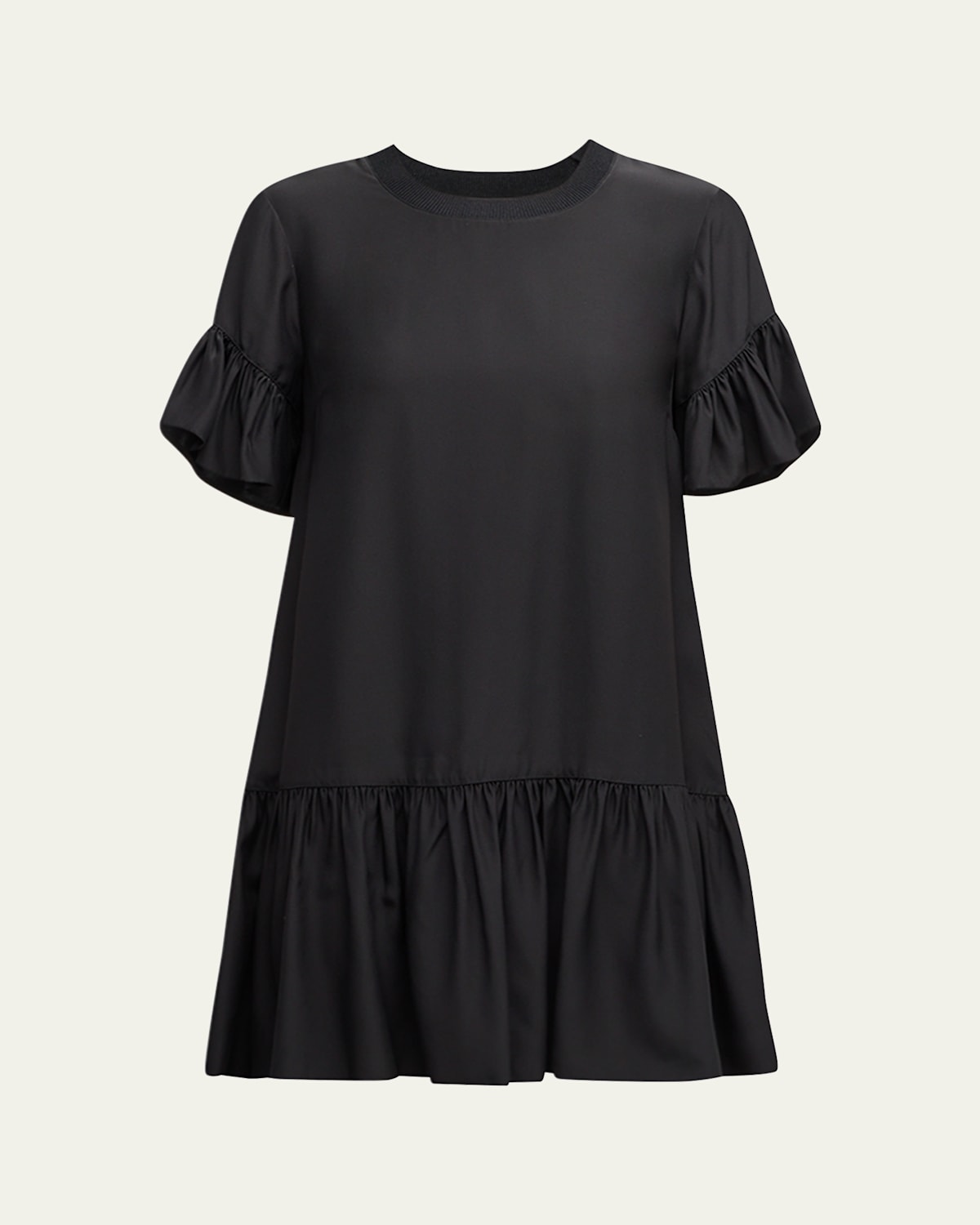 CINQ À SEPT LEILAH SILK DROPPED-WAIST FLOUNCE MINI DRESS 