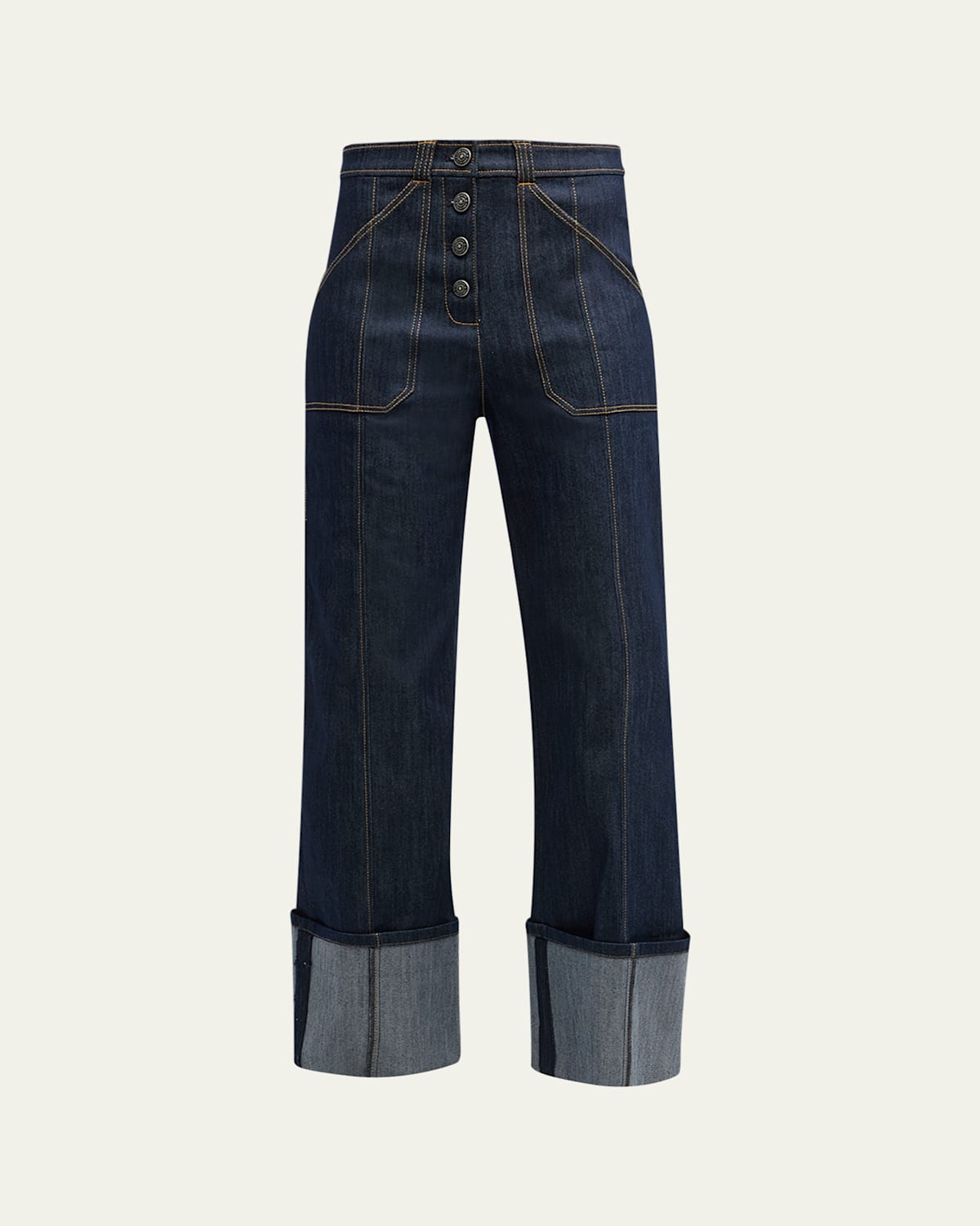 Benji Cuffed Ankle Topstitched Denim Pants
