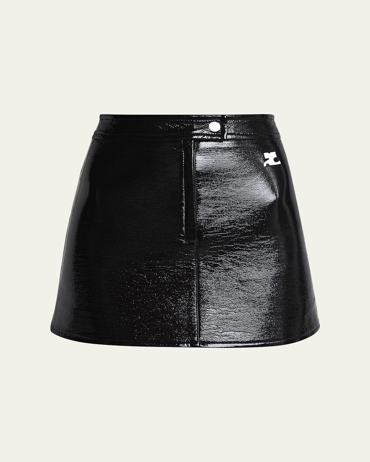 Courrèges Reedition Vinyl Mini Skirt In Black