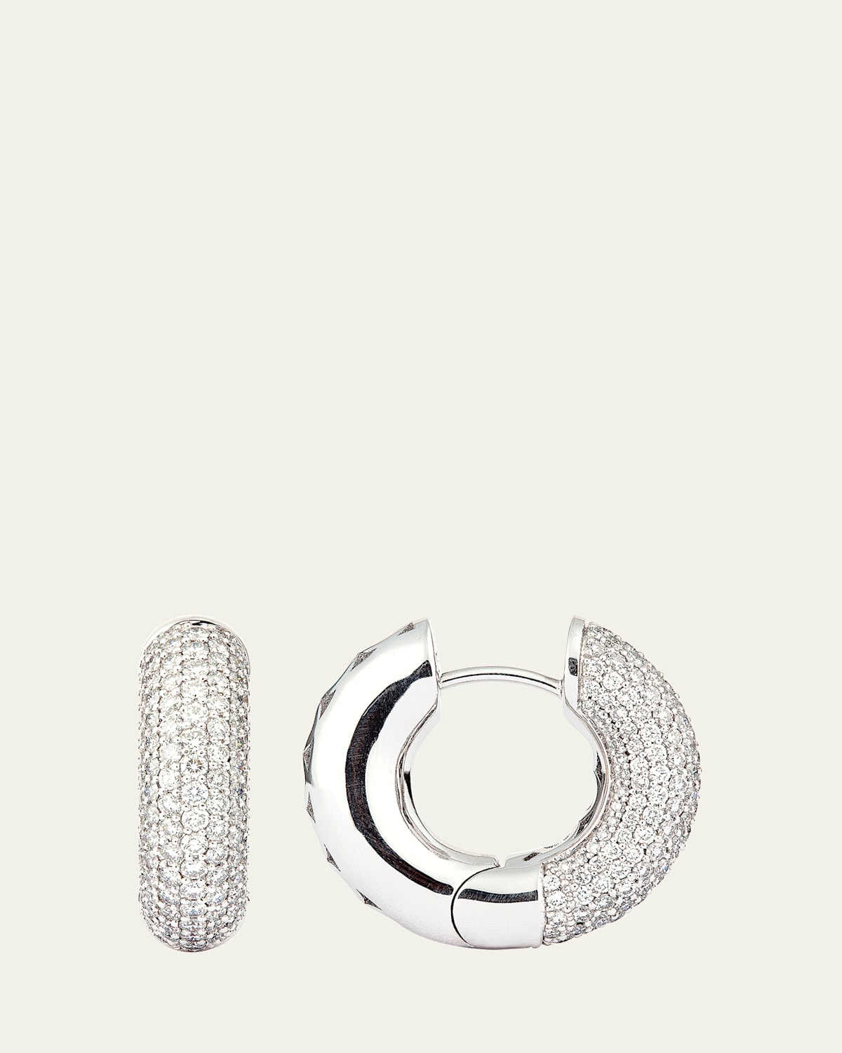 18K White Gold Fat Creole Earrings
