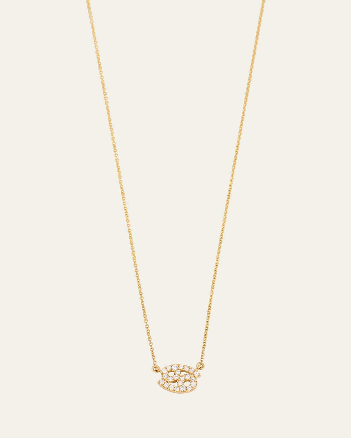 Star Sign Necklace, Cancer, in Yellow Gold and White Diamonds