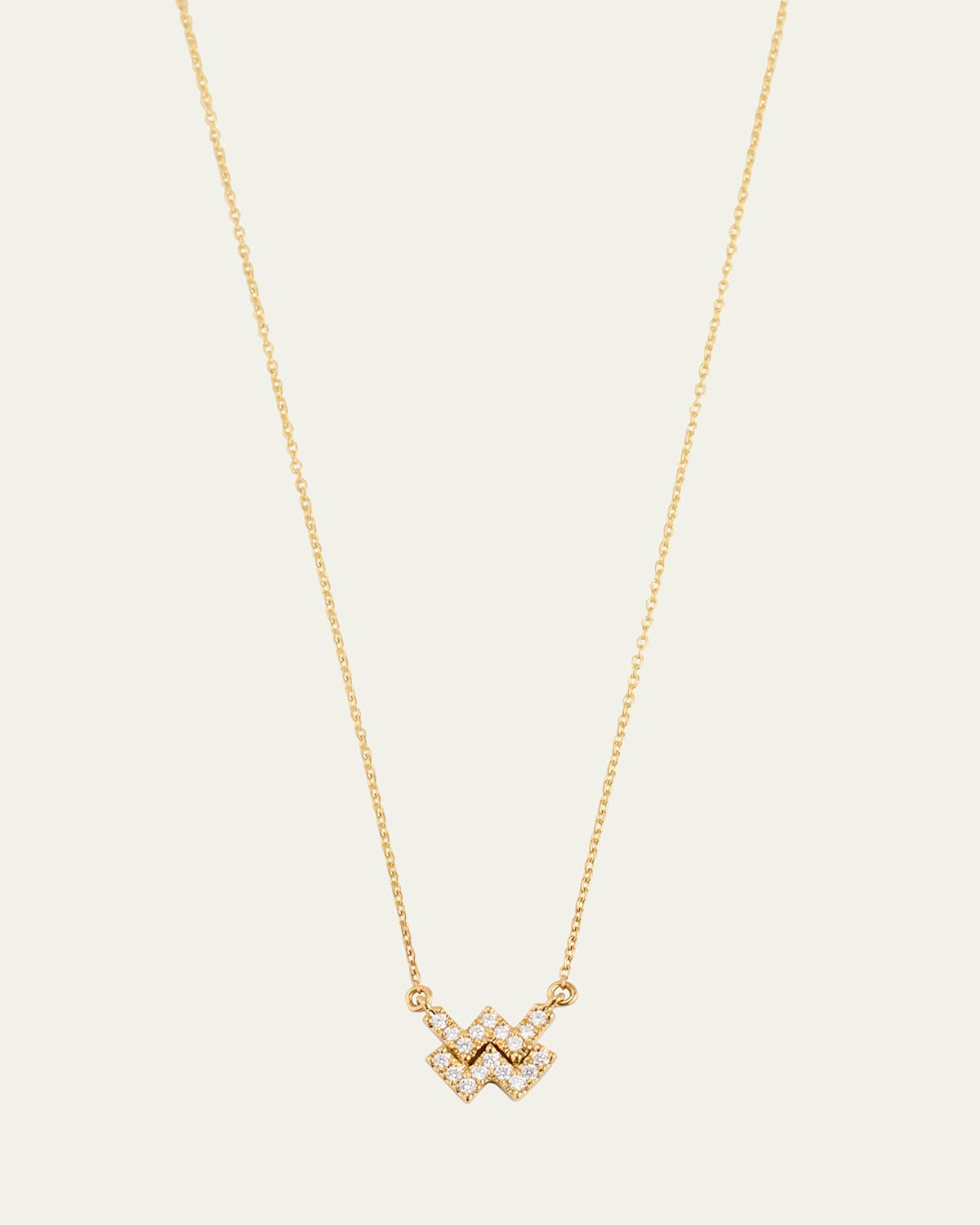 Star Sign Necklace, Aquarius, in Yellow Gold and White Diamonds