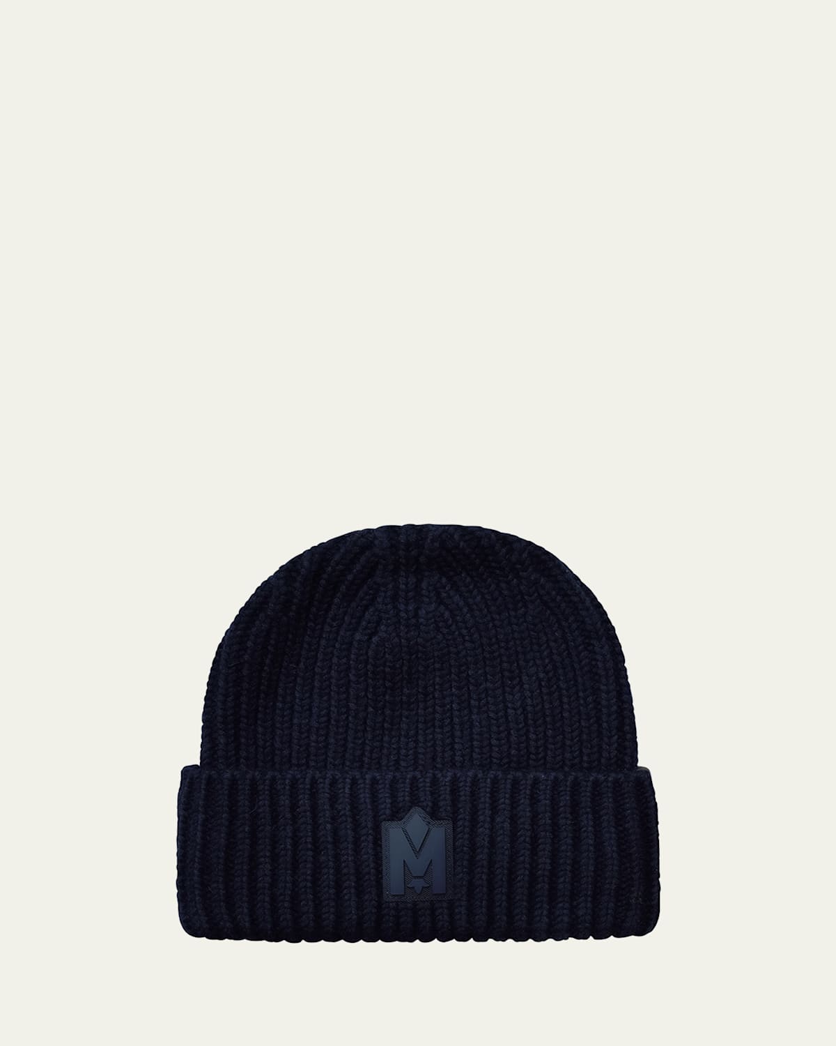 Mackage Men's M-logo Patch Beanie Hat In Blue