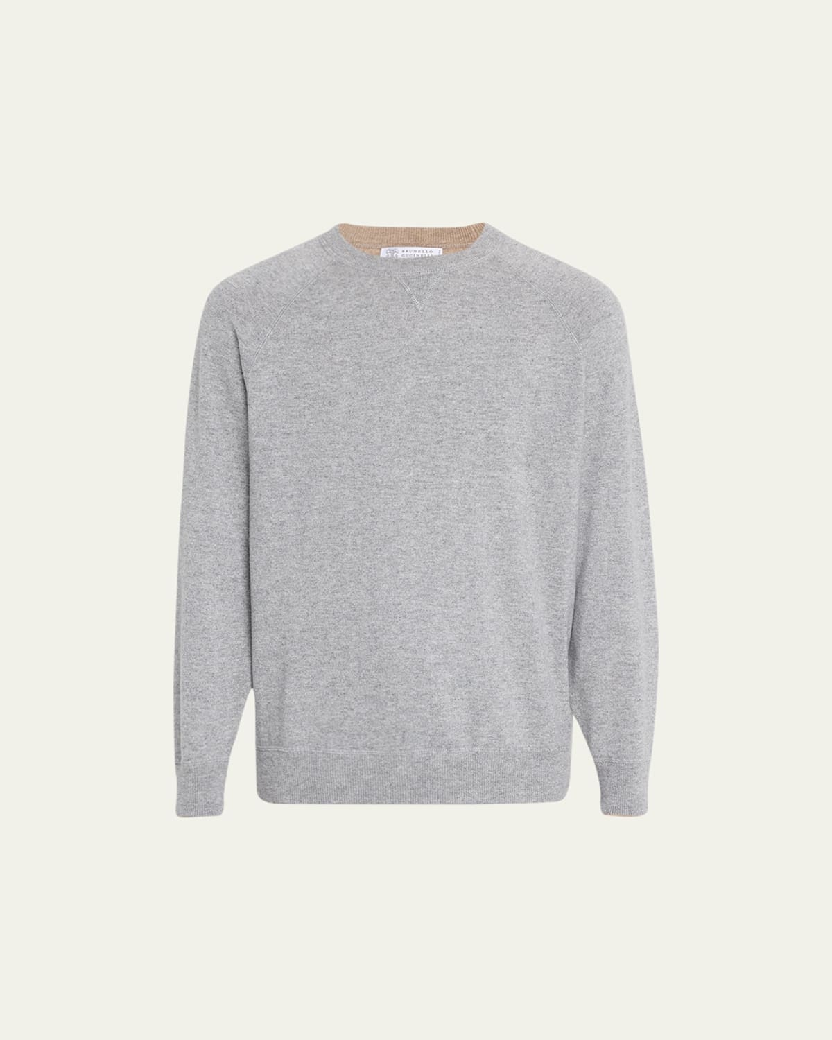 Brunello Cucinelli Crew-neck Cashmere Pullover In Light Grey