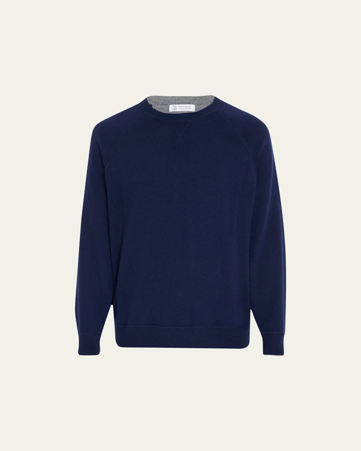 Brunello Cucinelli Virgin Wool-cashmere Crew Neck Jumper In Navy