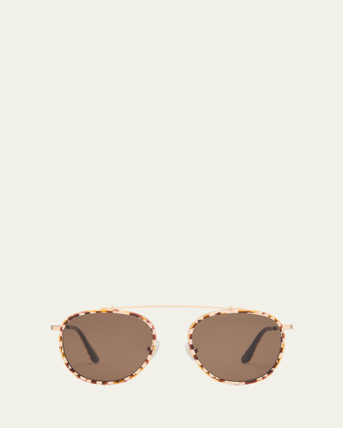 Krewe Chartres Titanium & Acetate Aviator Sunglasses In Caffe Dolce