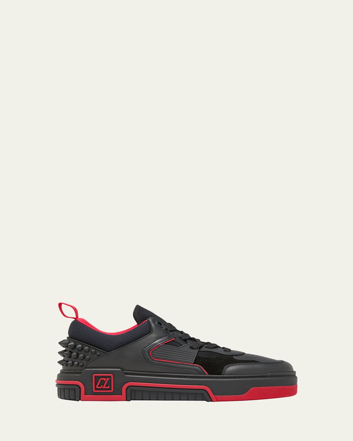 Shop Christian Louboutin Men's Astroloubi Cl Monogram Low-top Sneakers In Black/red