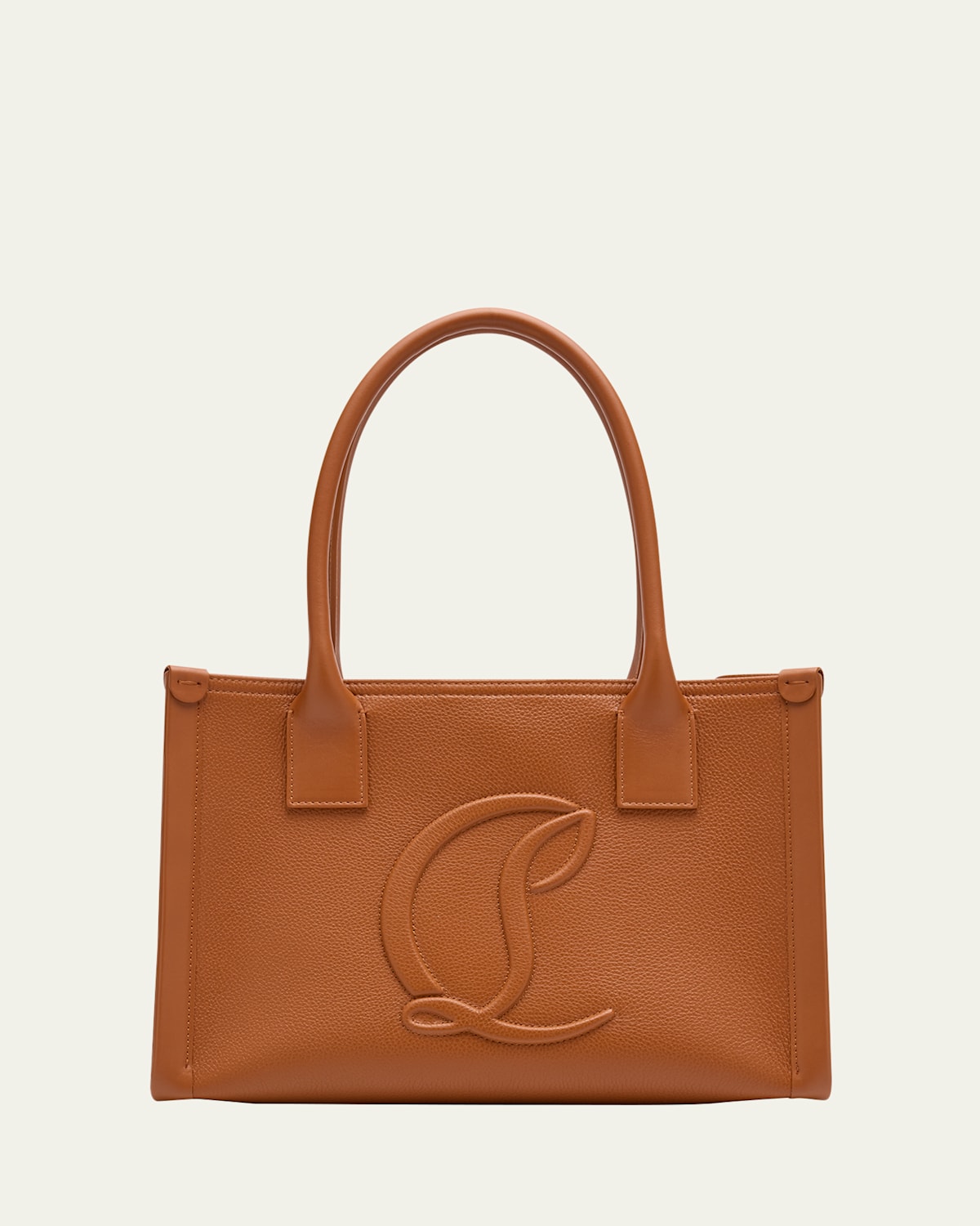Christian Louboutin By My Side Small Tote In Leather With Cl Logo In Tan