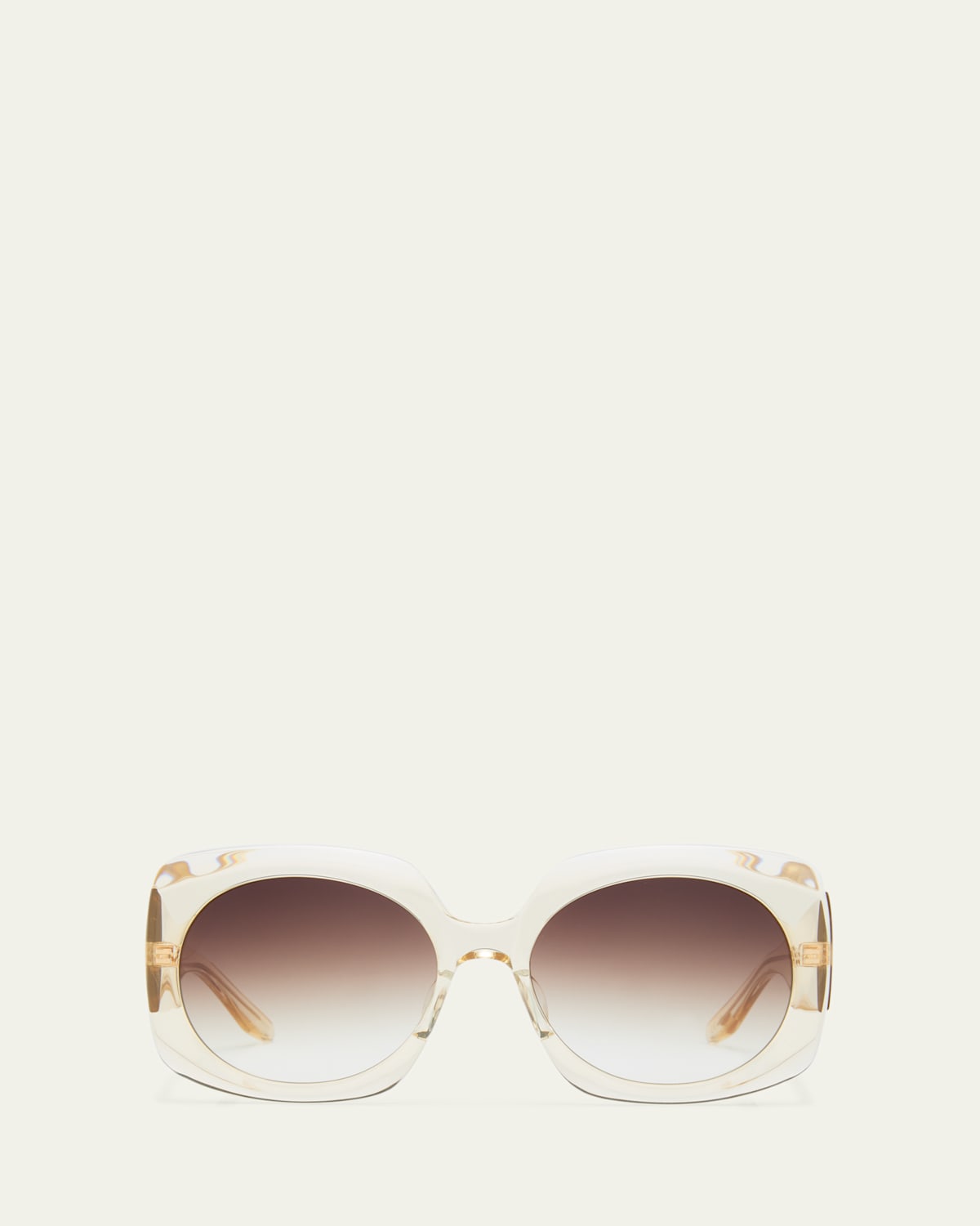 Barton Perreira X Sarah Hoover Delia Champagne Acetate Square Sunglasses In Champagne Smokey Topaz