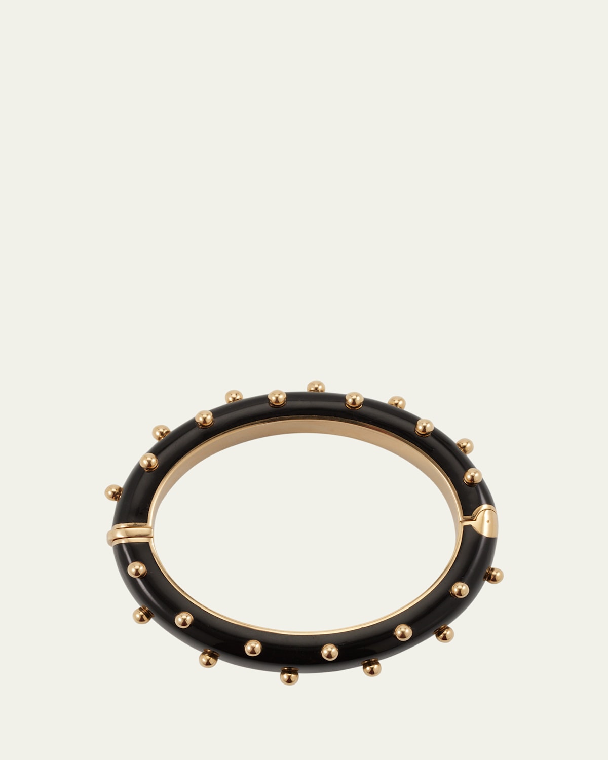 18K Yellow Gold Black Ceramic Taormina Dot Bangle