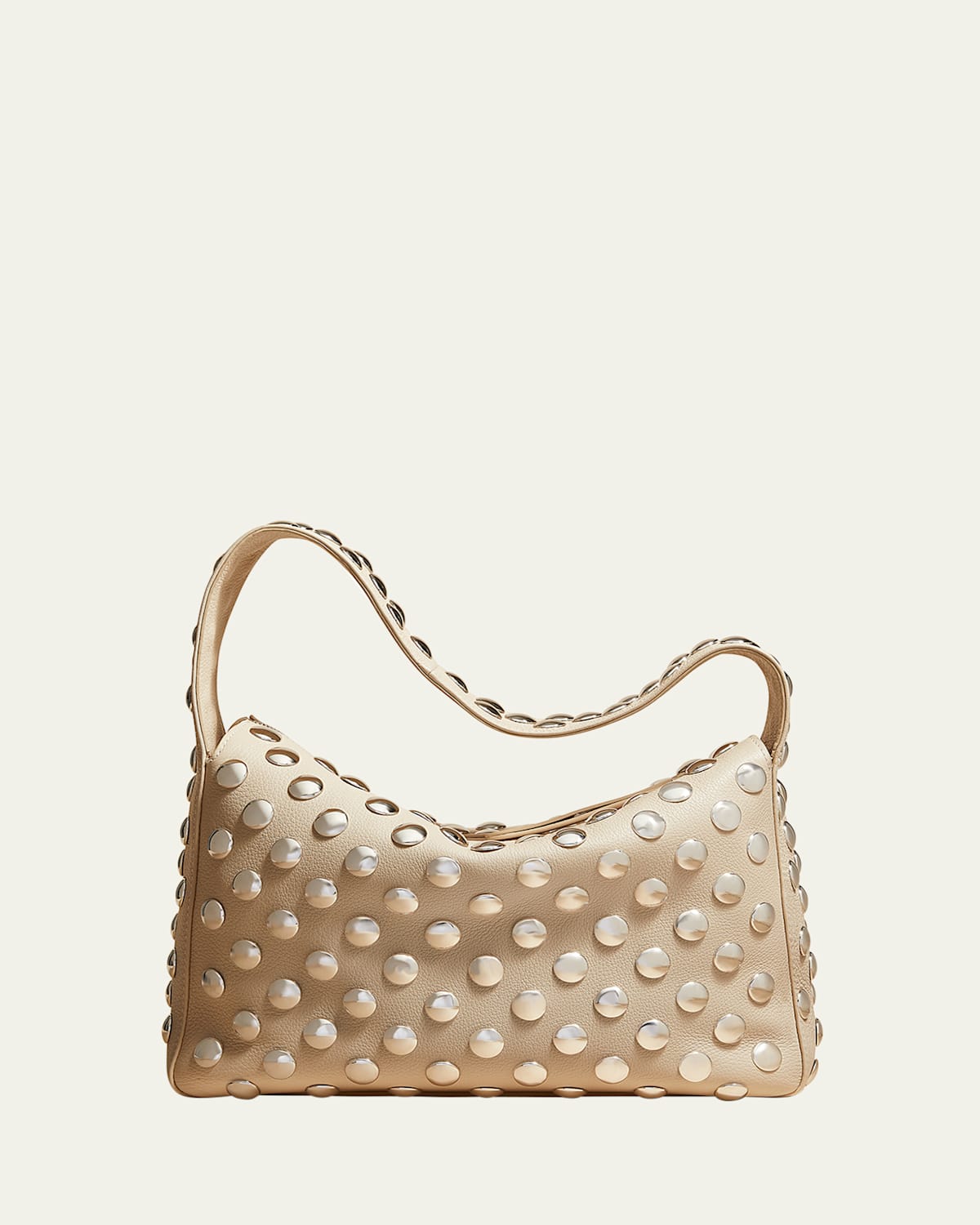 Khaite Elena Studded Leather Shoulder Bag In White