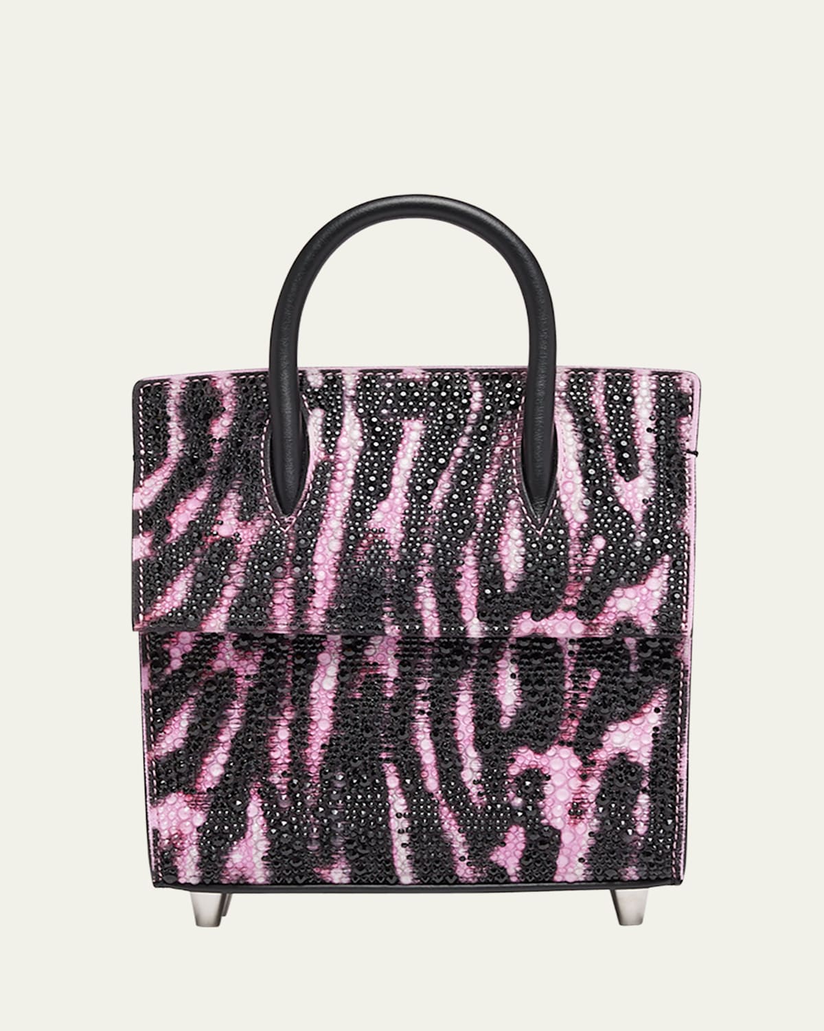 Christian Louboutin Paloma Mini Quagga Strass Top-handle Bag In Glamblackmulti