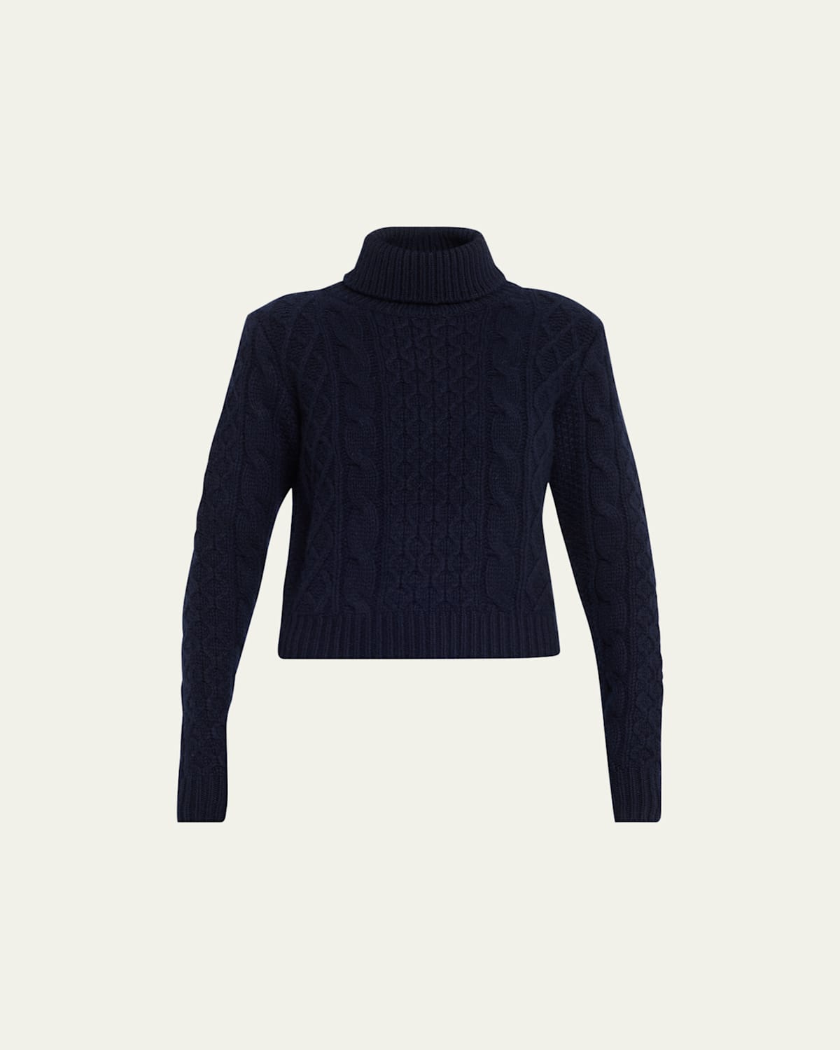 Nili Lotan Andrina Cable Cashmere-wool Turtleneck Sweater In Dark Navy