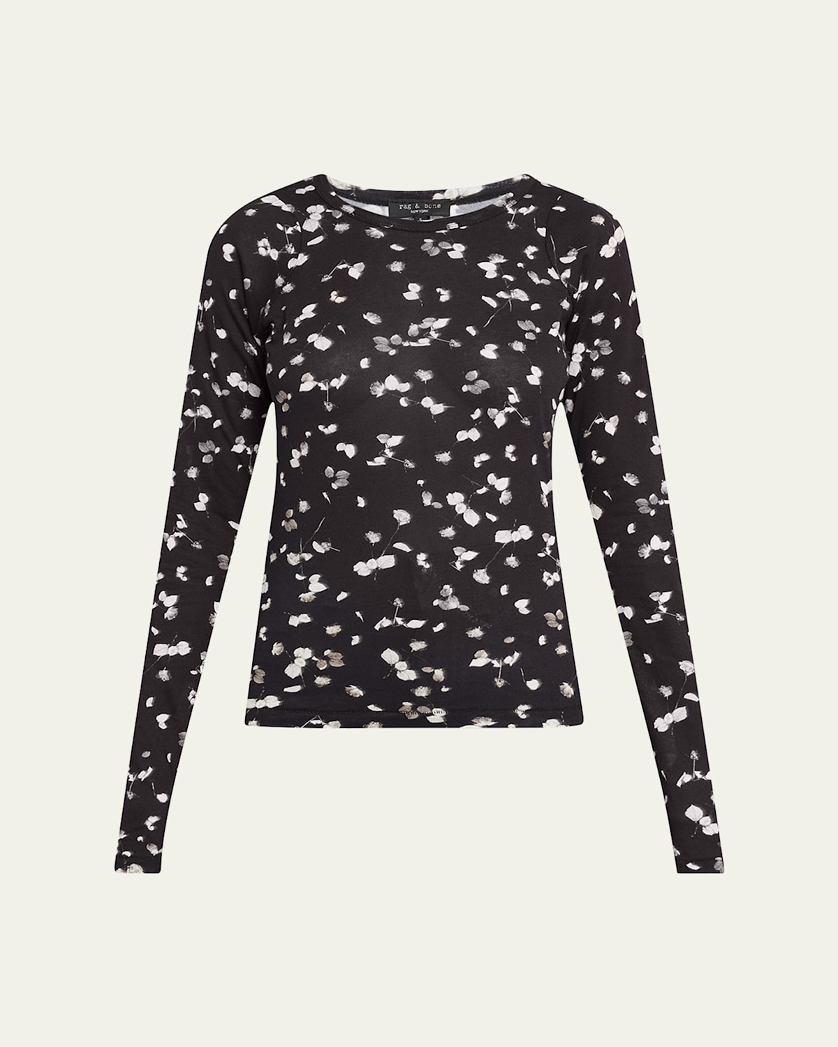 Rag & Bone Shaw Paneled Long-sleeve Top In Blkwhtmlti