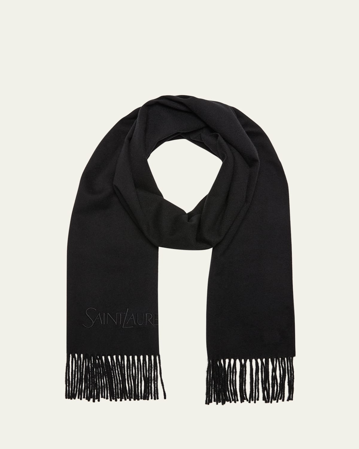 Men's Cashmere Embroidered Logo Scarf