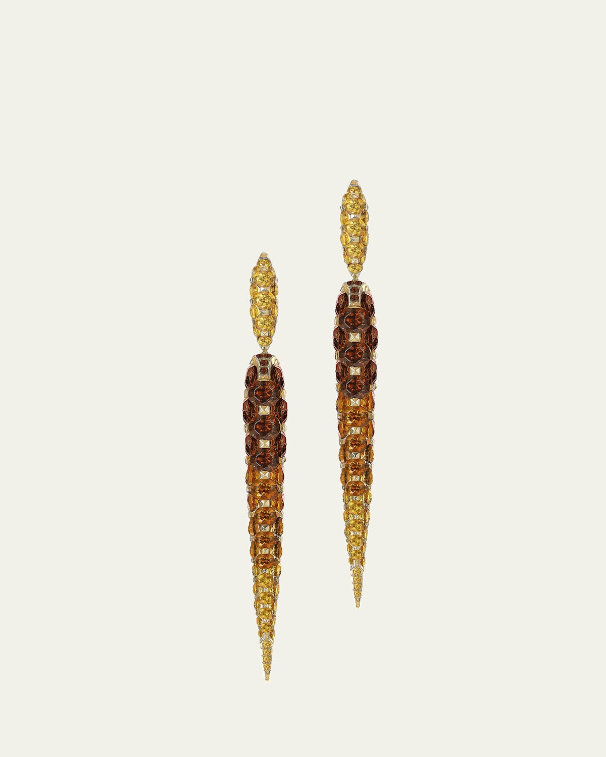 Boghossian Yellow Gold Merveilles Icicle Earrings with Garnet
