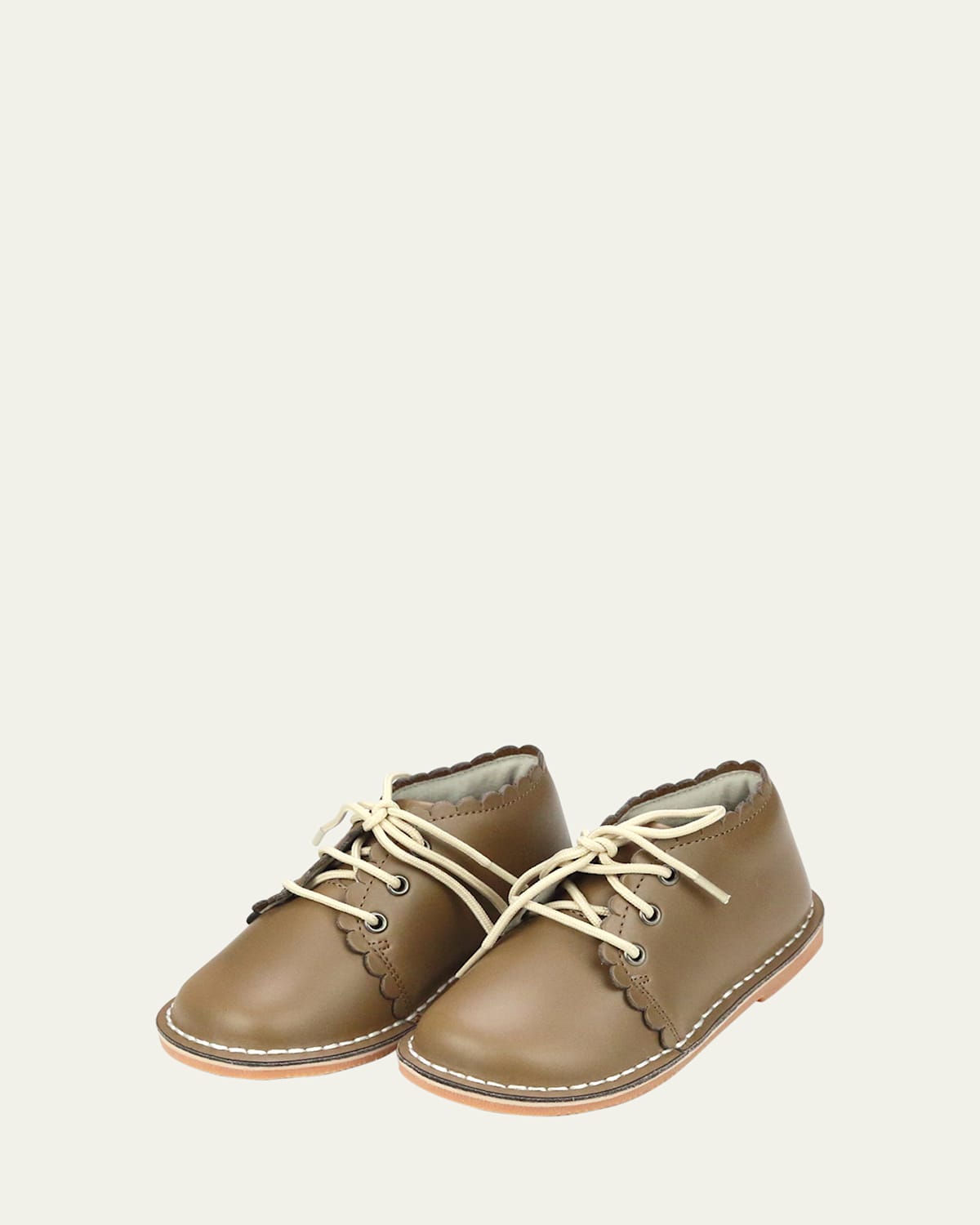 L'Amour Shoes Girl's Georgie Scalloped Leather Lace-Up Boots, Baby/Toddler/Kid