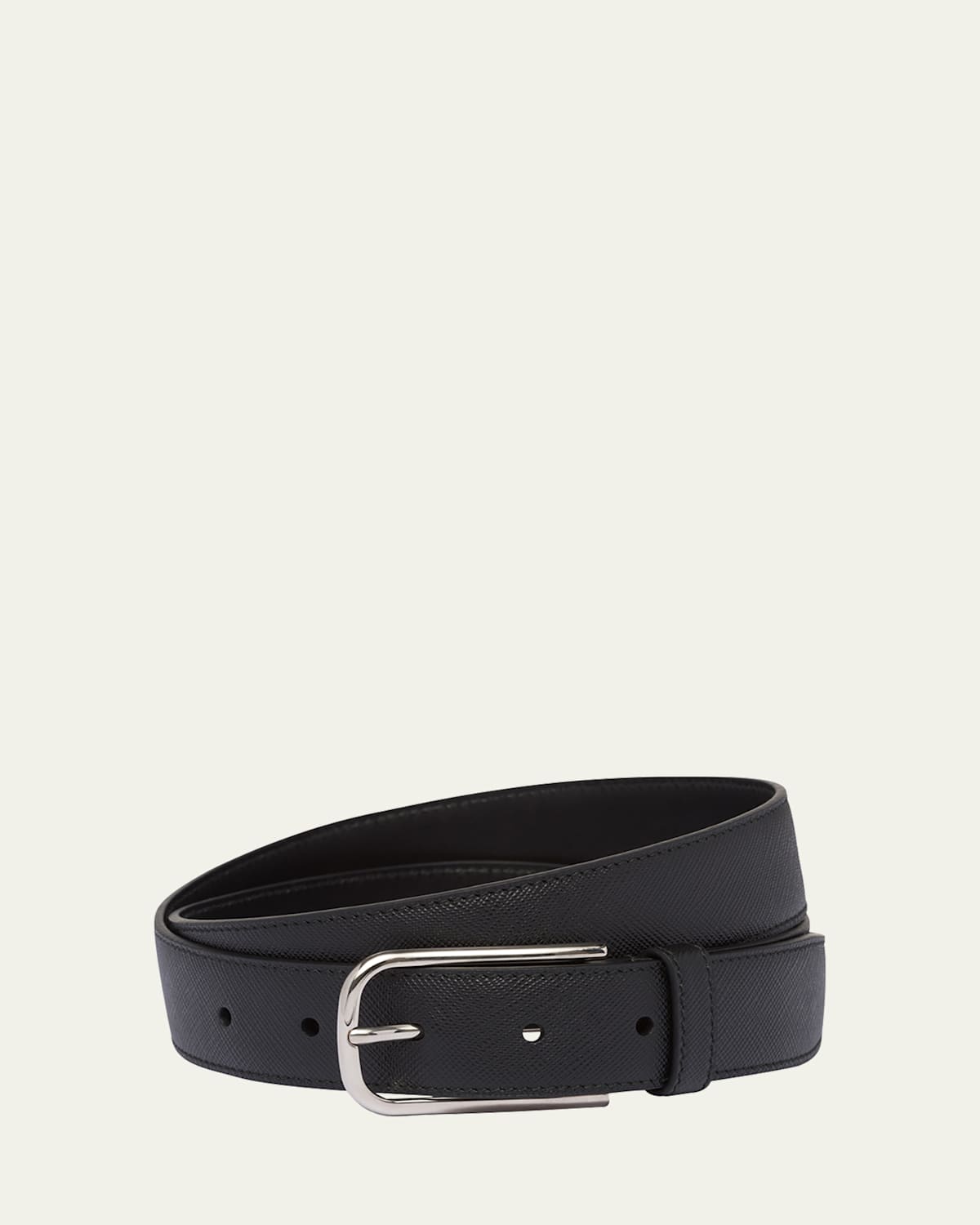 Prada Men's Saffiano Leather Belt In Nero