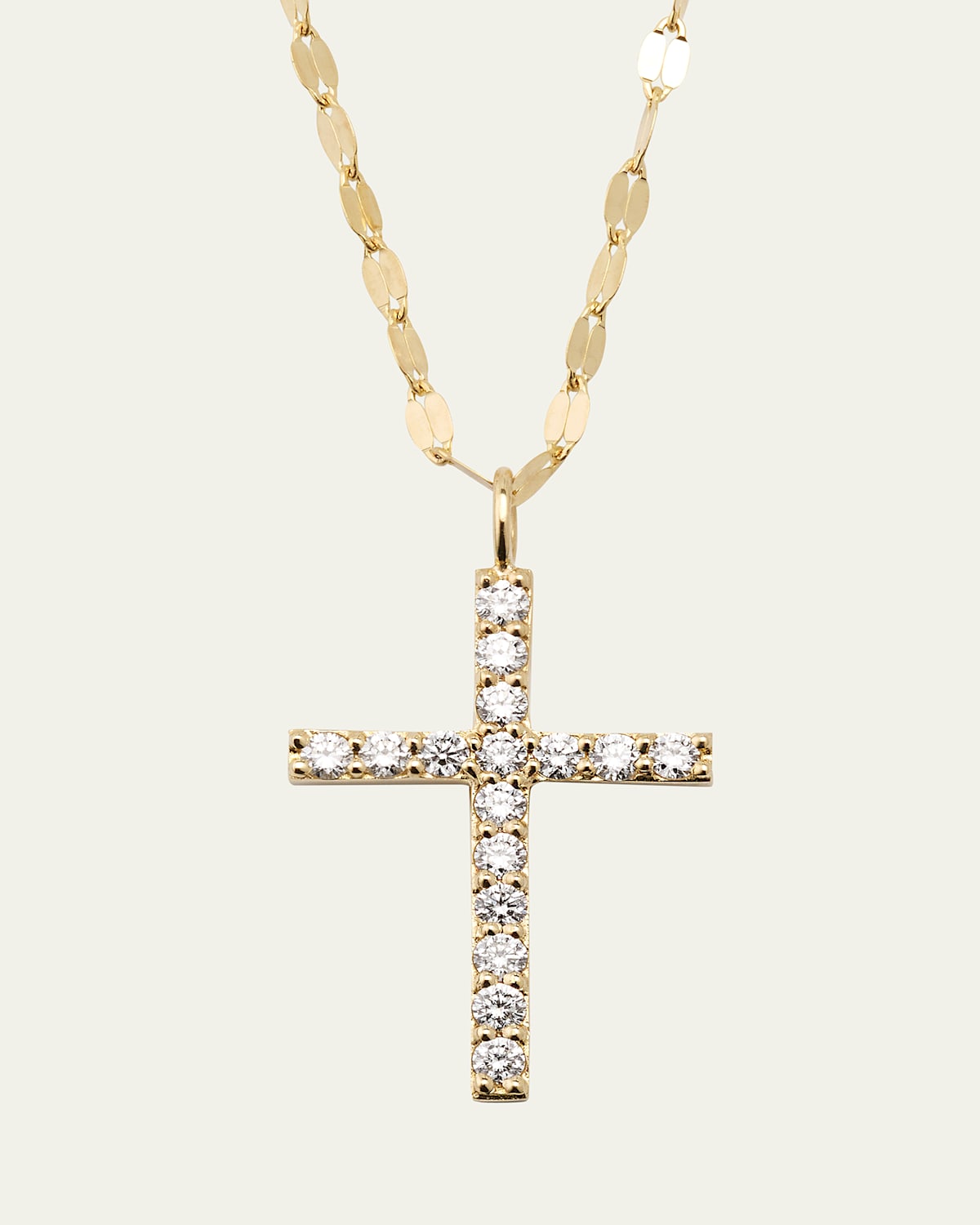 14K Yellow Gold Flawless Everyday Diamond Cross Necklace