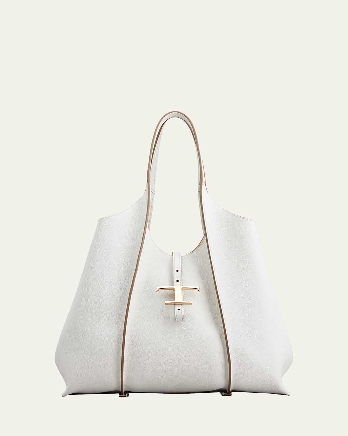 Tod's White Shopping Leather Tote Bag In Bianco Calce