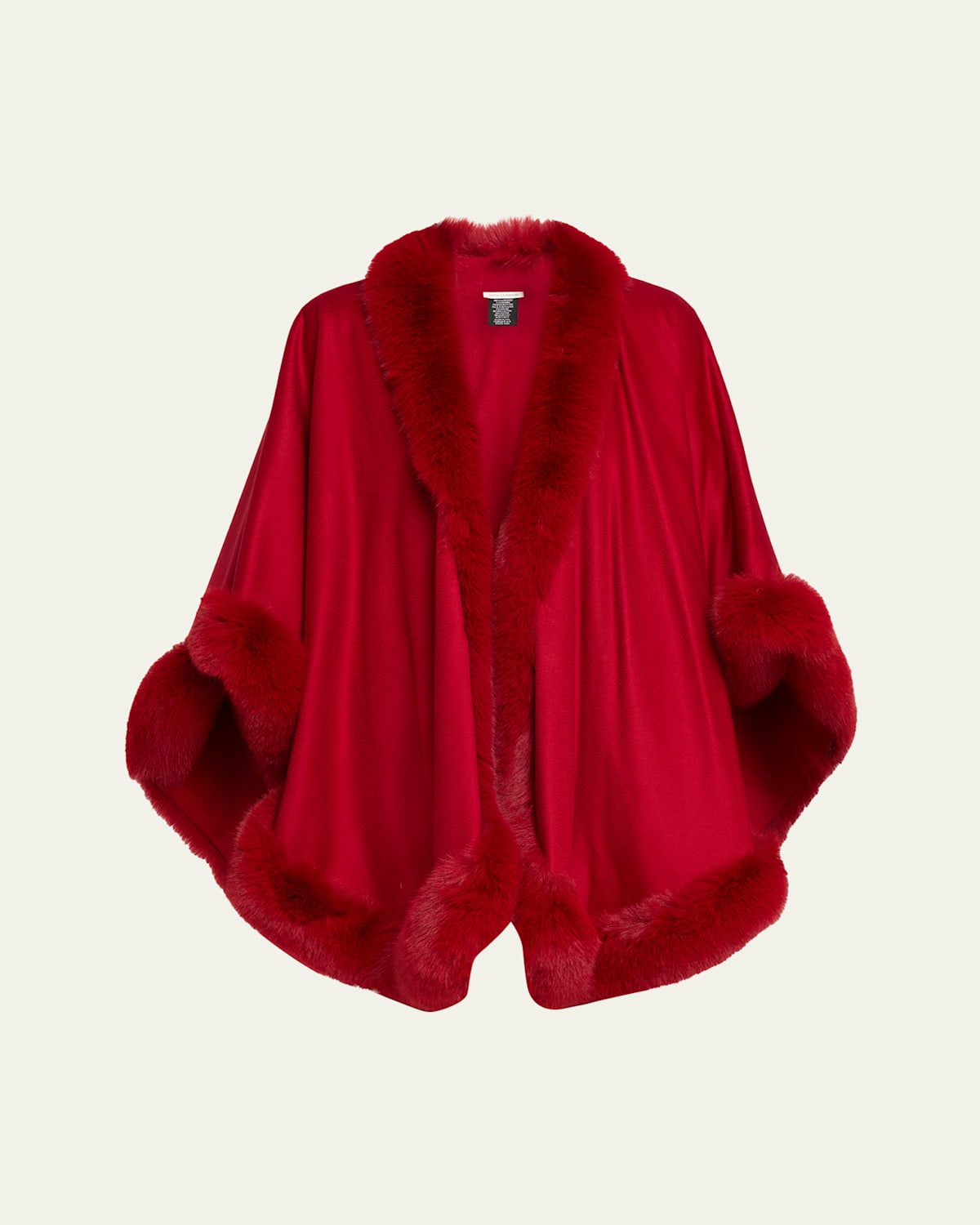 Sofia Cashmere Cashmere Cape With Faux Fur Trim