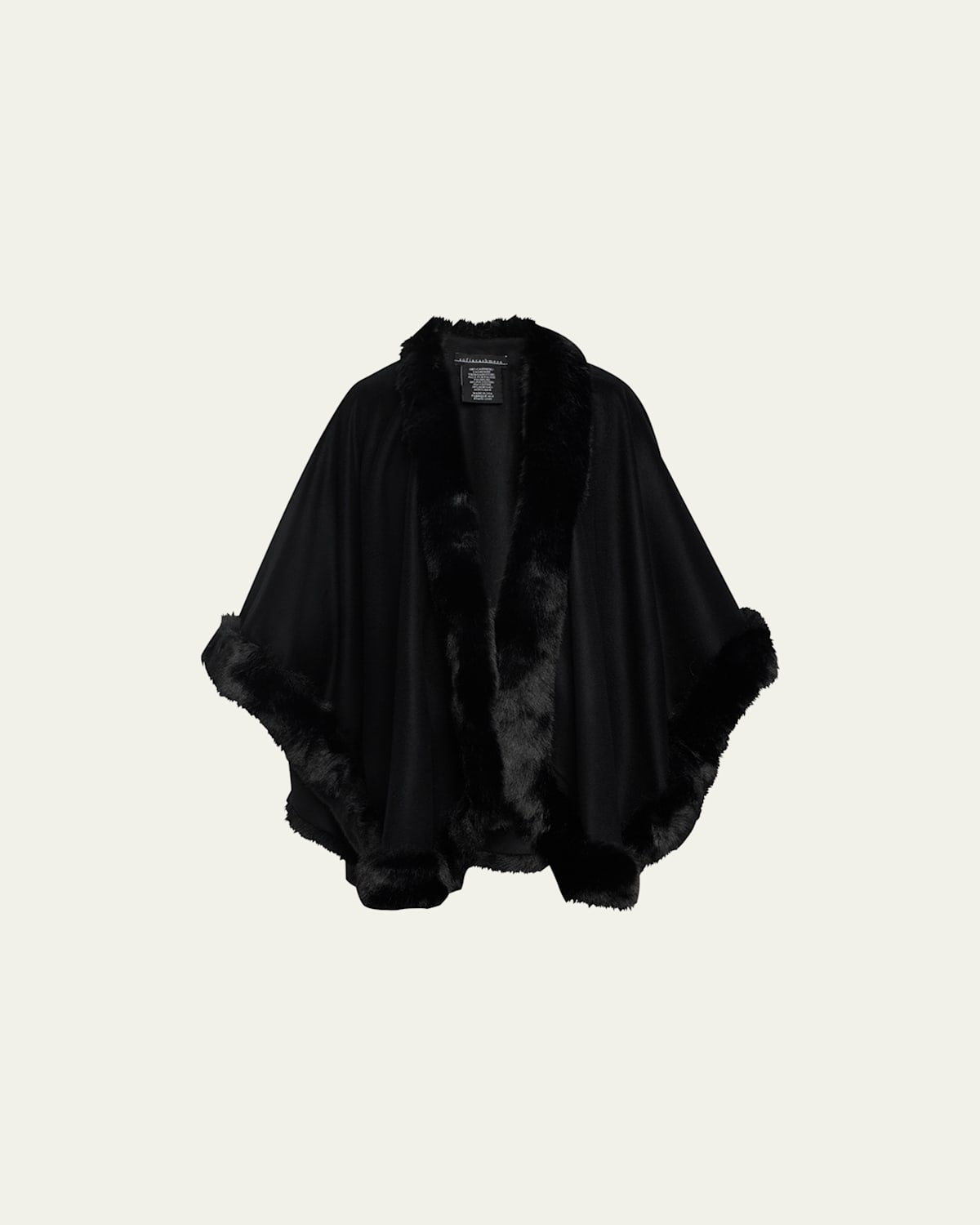 Faux Fur Trim Cashmere Cape
