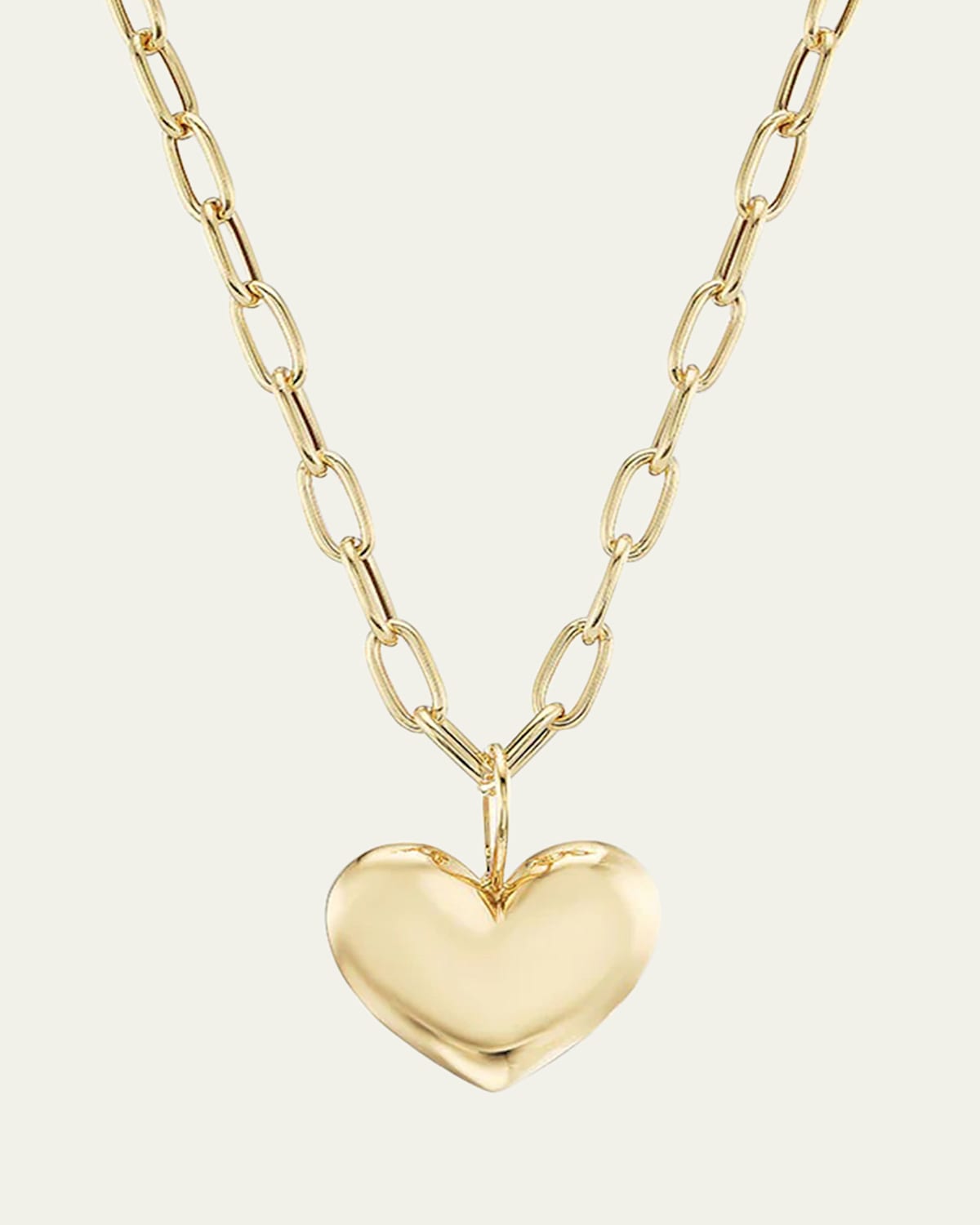 18K Yellow Gold Mini Puff Heart Pendant Necklace