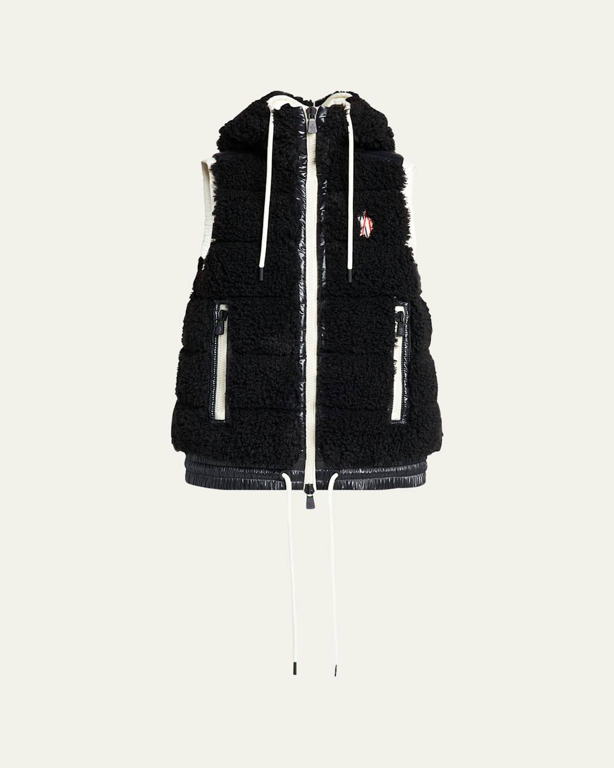 Faux Sherpa Drawstring Puffer Vest