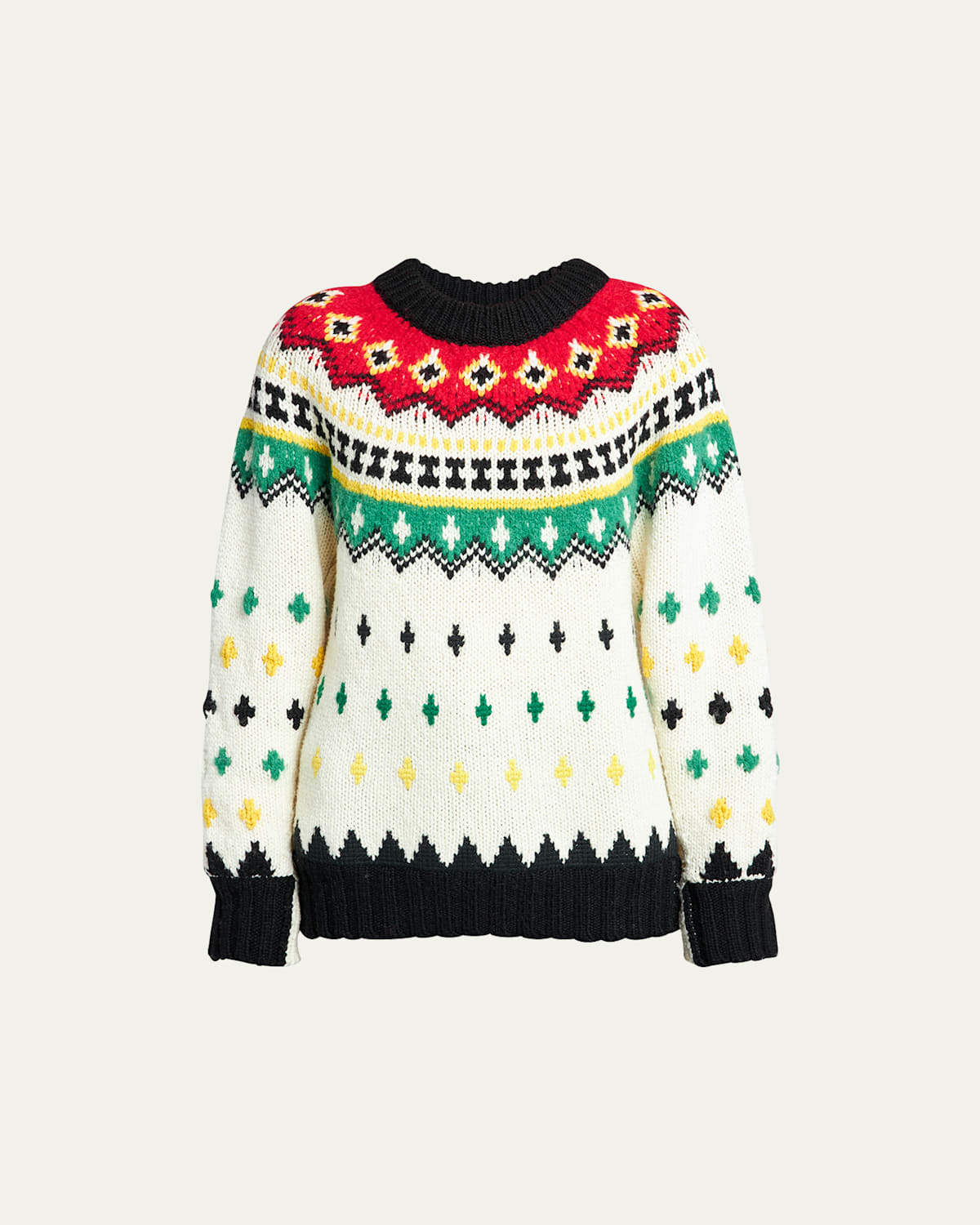 Intarsia Knit Wool Crewneck