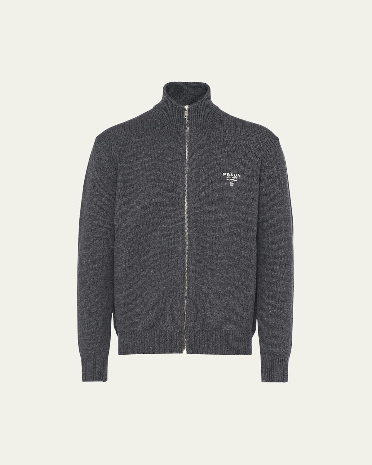 Prada Logo-embroidered Cashmere Sweatshirt In Ardesia