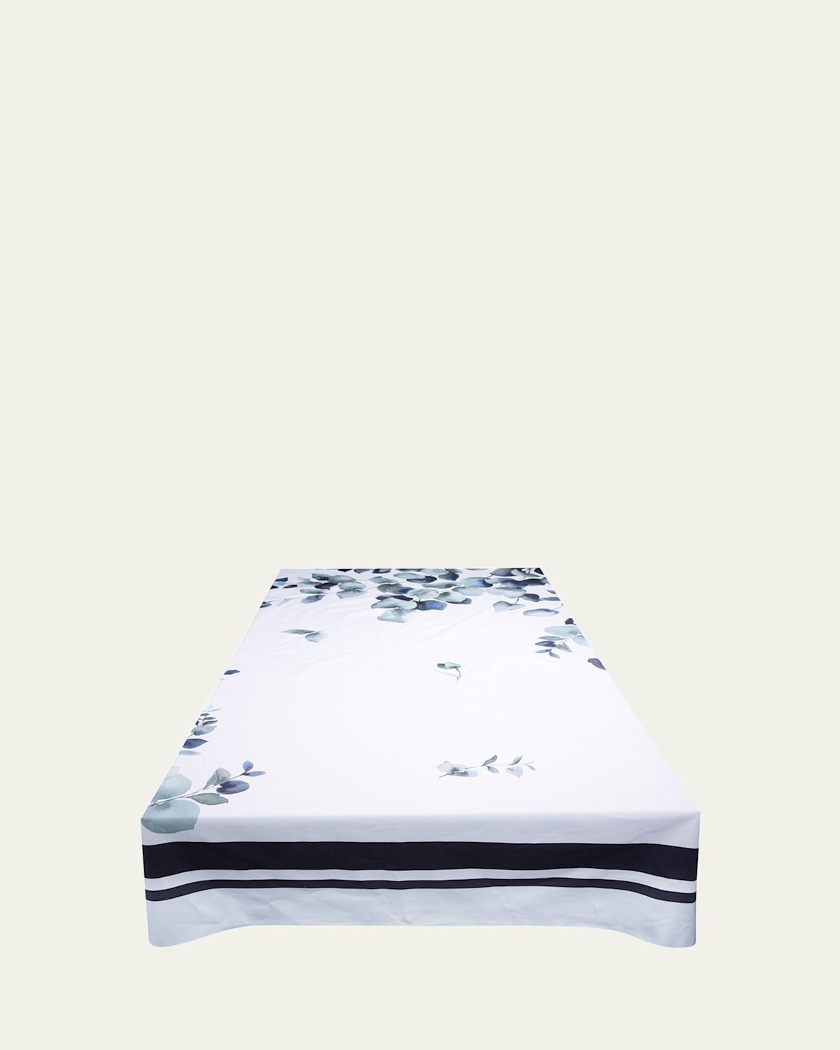 The Lino Eucalyptus Navy Tablecloth, 71" x 144"
