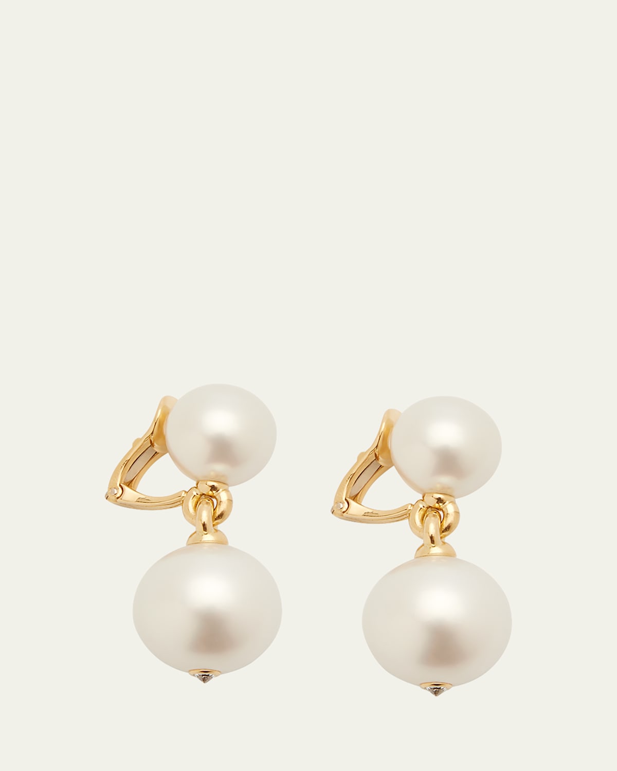 18K Yellow Gold South Sea Pearl Clip-On Earrings with Diamonds